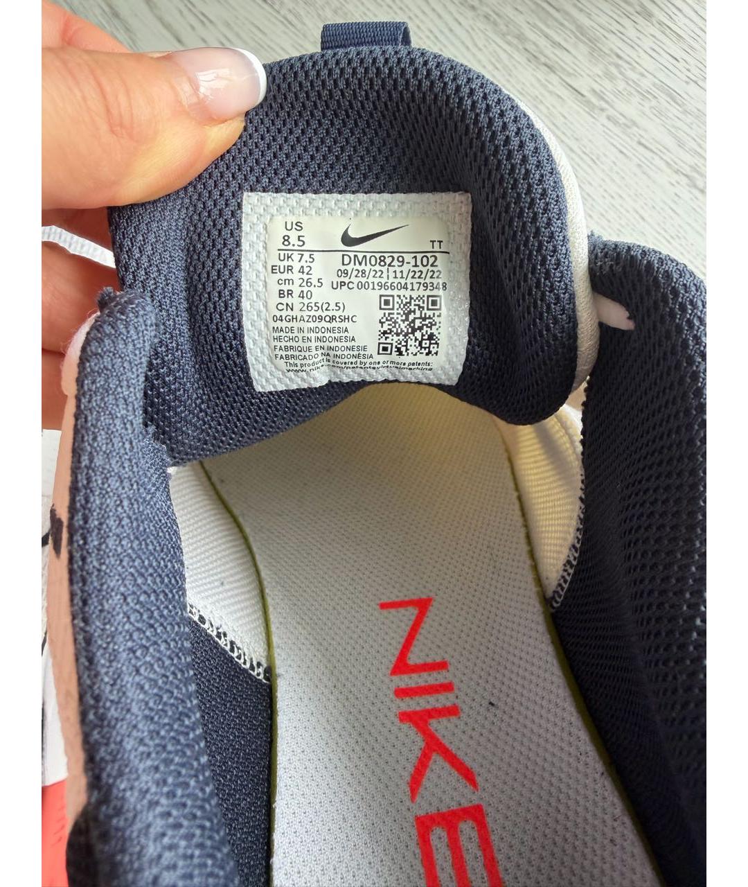 NIKE Белые текстильные низкие кроссовки / кеды, фото 8
