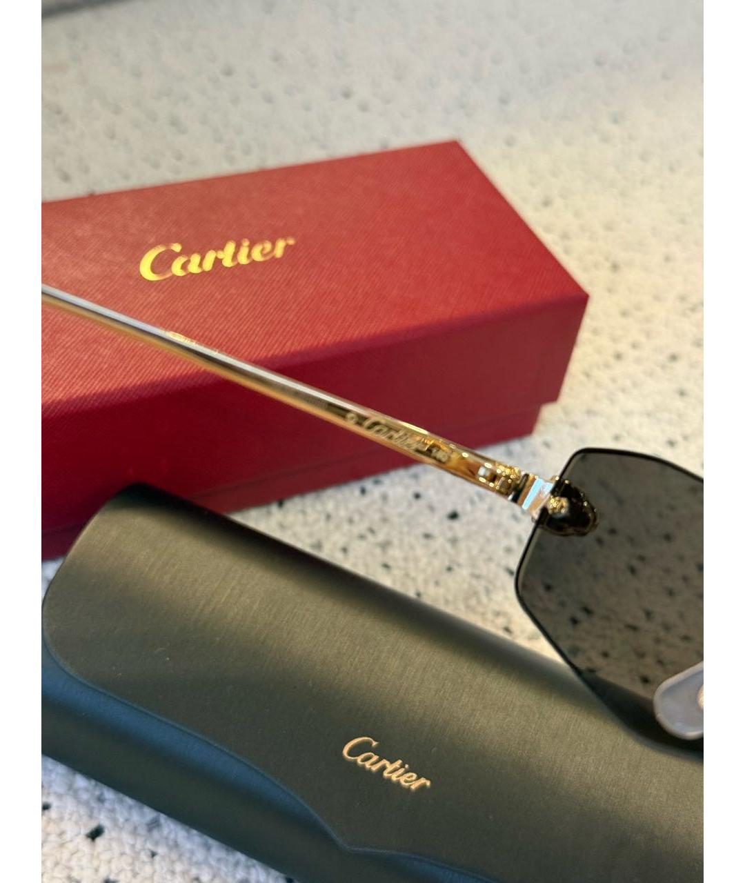 CARTIER Антрацитовые металлические солнцезащитные очки, фото 6