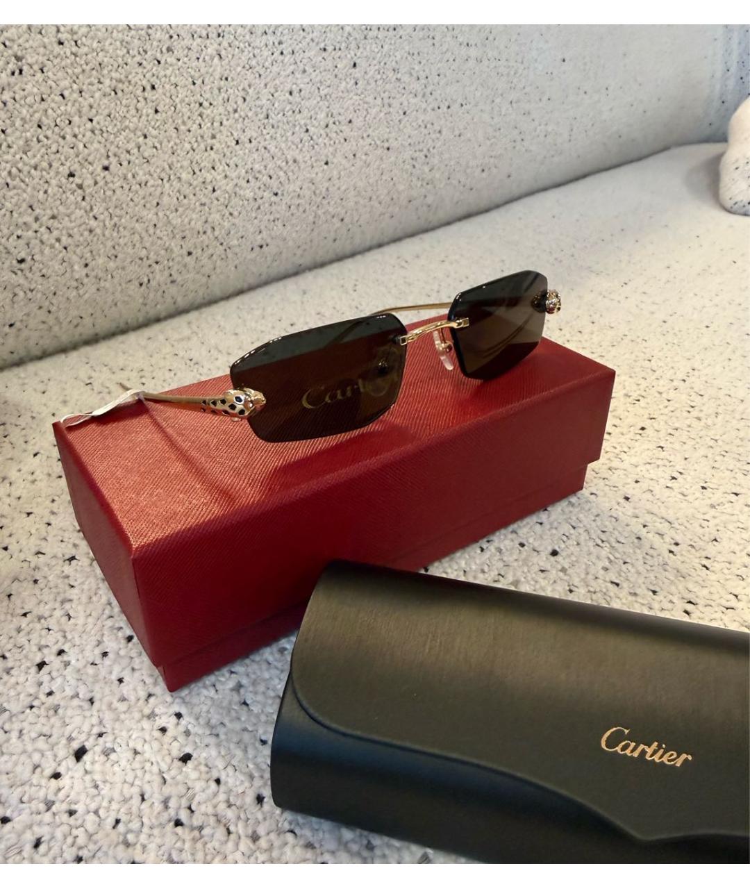 CARTIER Антрацитовые металлические солнцезащитные очки, фото 2