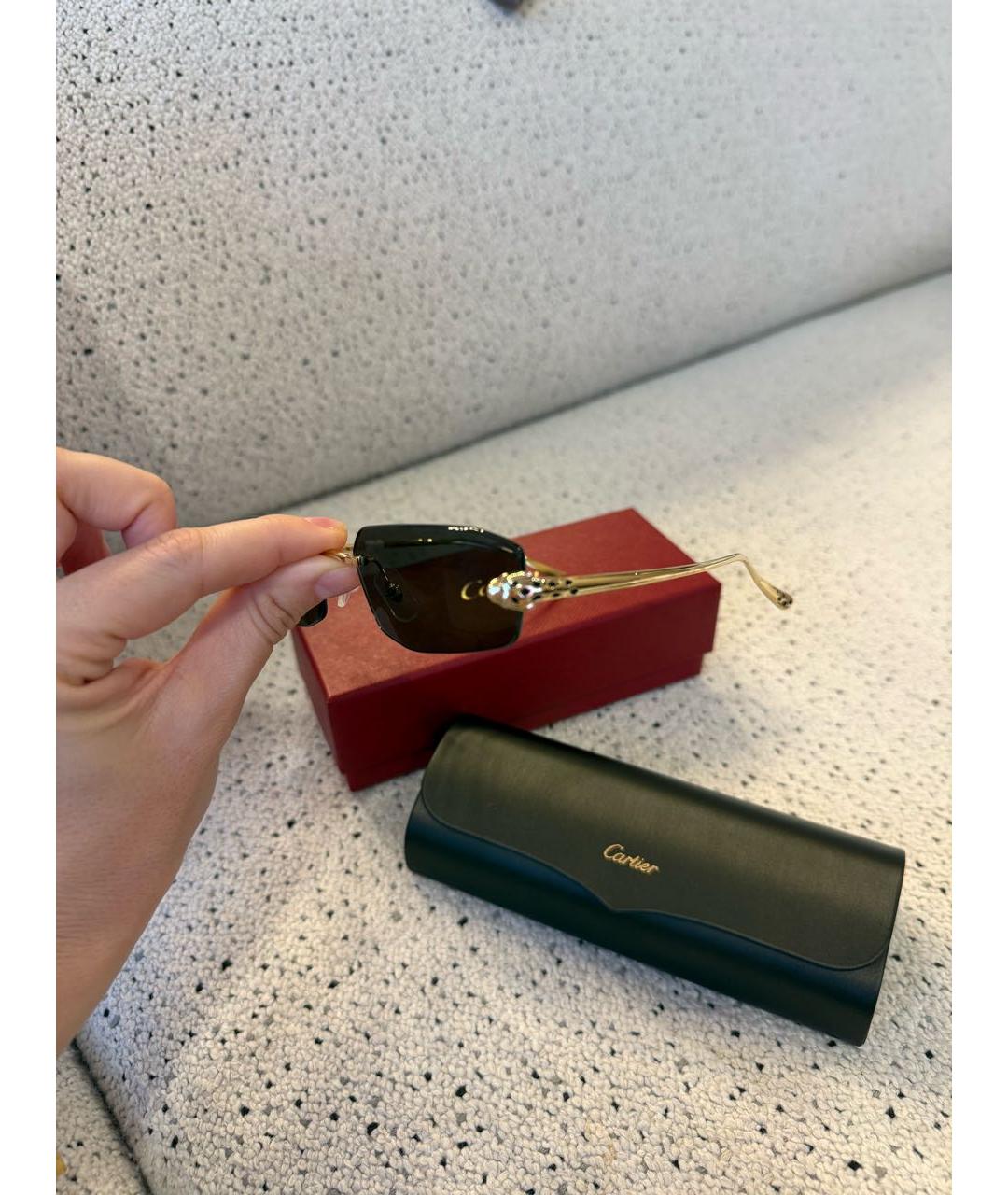 CARTIER Антрацитовые металлические солнцезащитные очки, фото 3