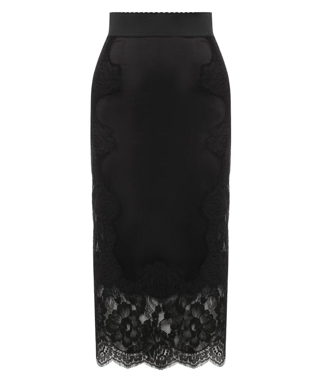 DOLCE&GABBANA Черная шелковая юбка миди, фото 1