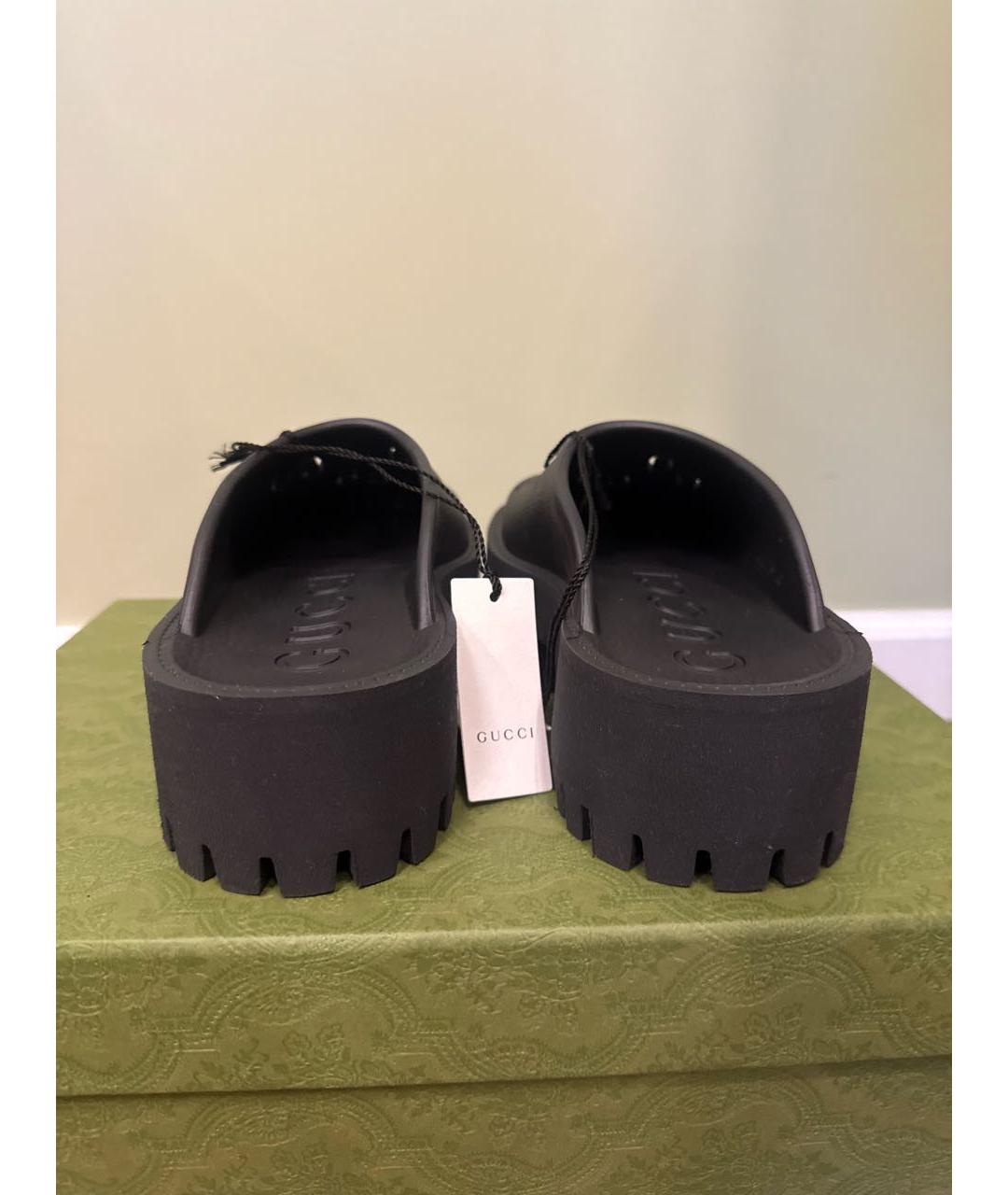GUCCI Черные резиновые сабо, фото 4