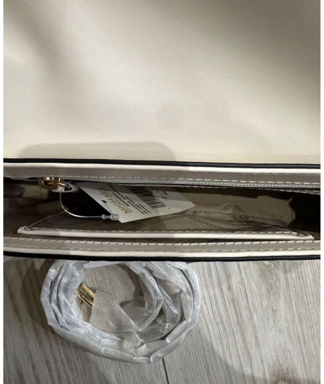MICHAEL KORS Белая кожаная сумка через плечо, фото 4