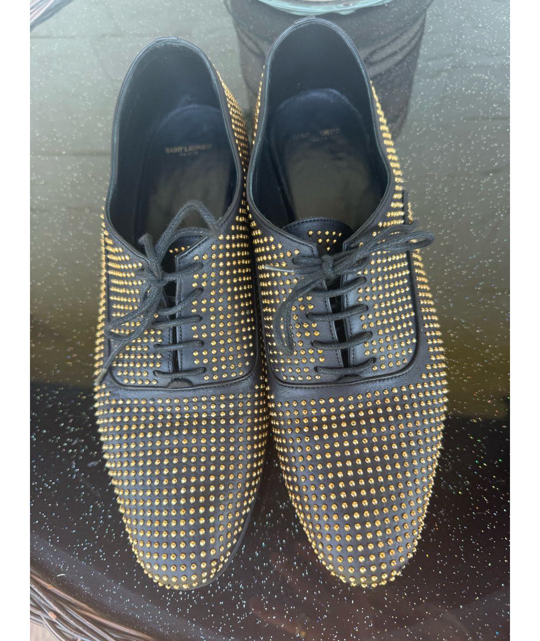 SAINT LAURENT Черные кожаные брогги и оксфорды, фото 2