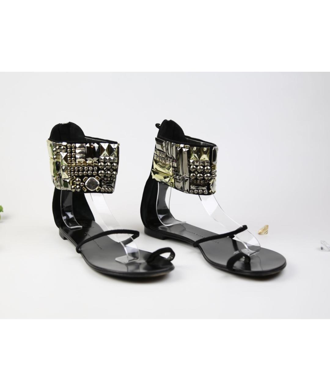 GIUSEPPE ZANOTTI DESIGN Черные кожаные сандалии, фото 5