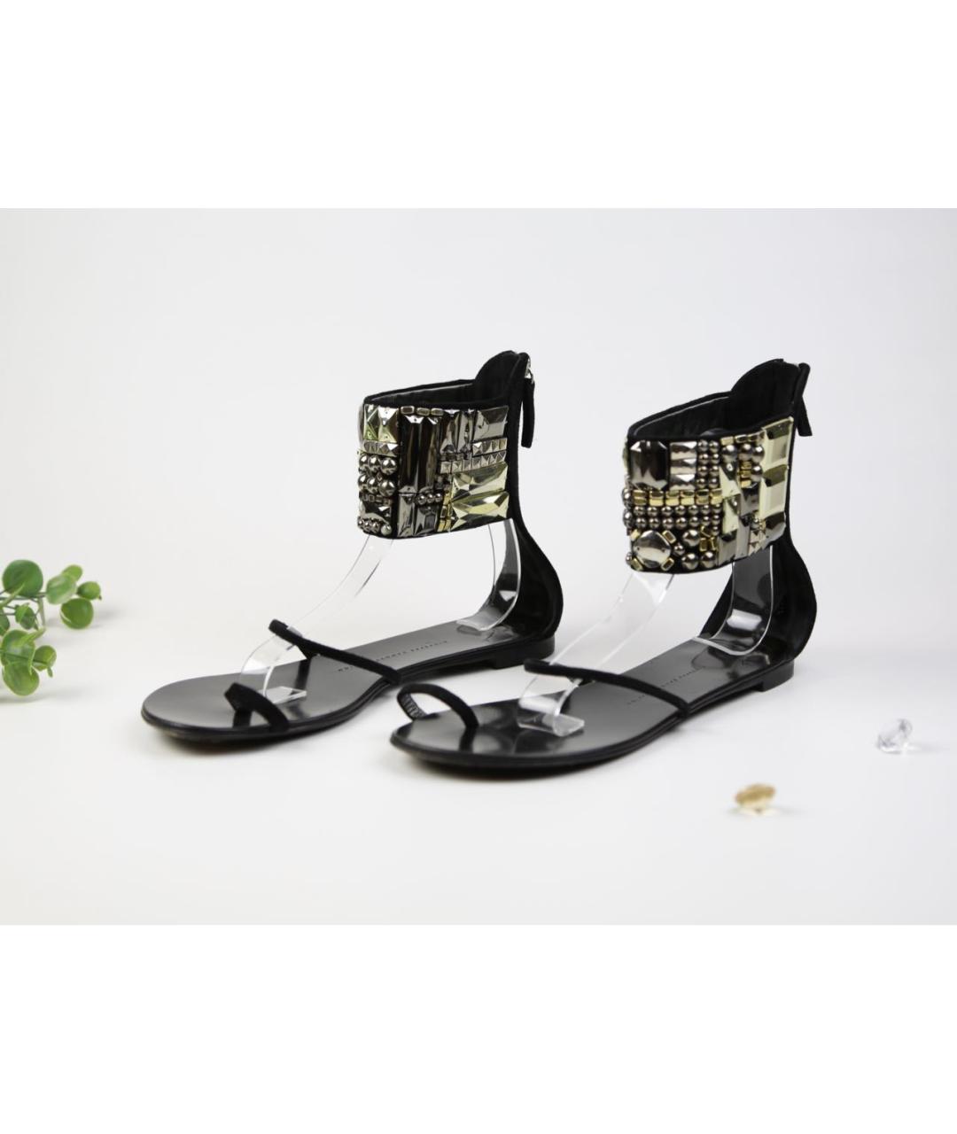 GIUSEPPE ZANOTTI DESIGN Черные кожаные сандалии, фото 3