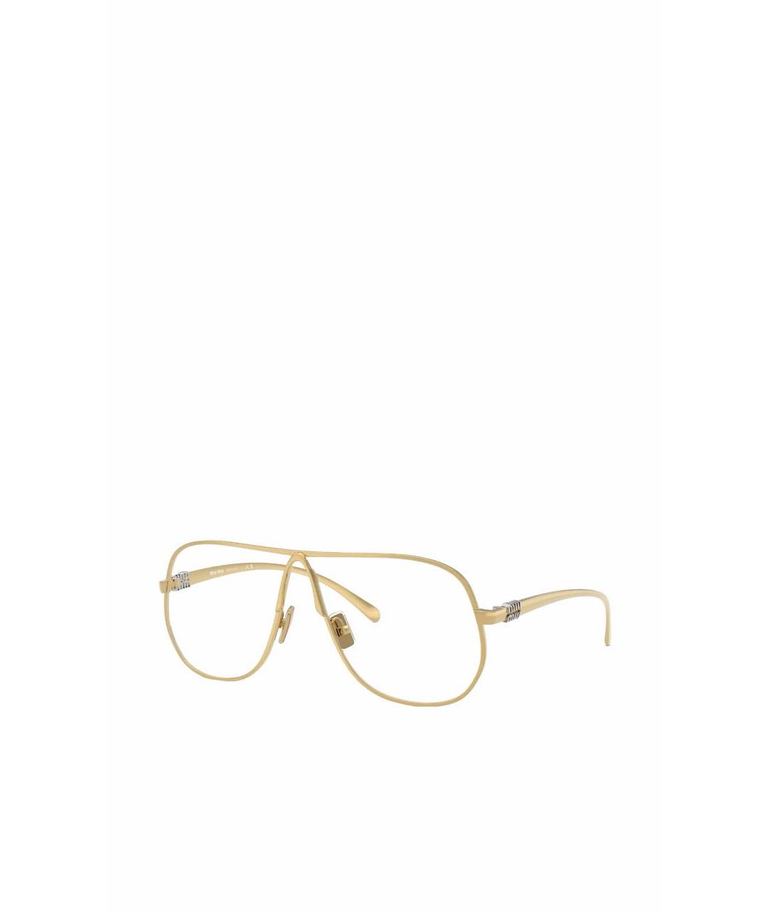 MIU MIU Золотые металлические солнцезащитные очки, фото 1