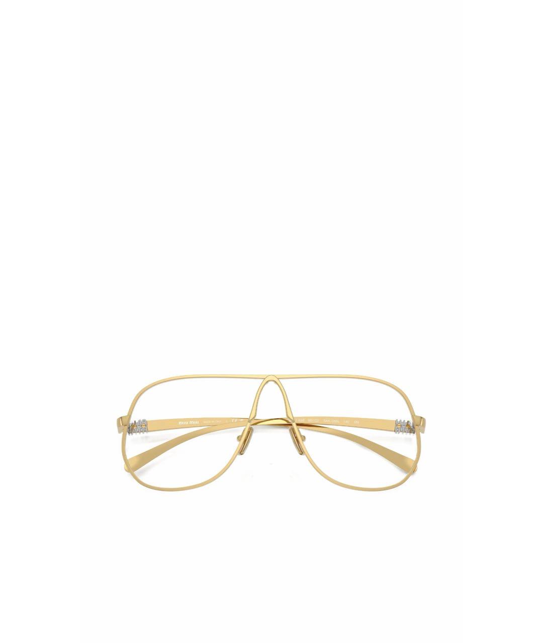 MIU MIU Золотые металлические солнцезащитные очки, фото 2