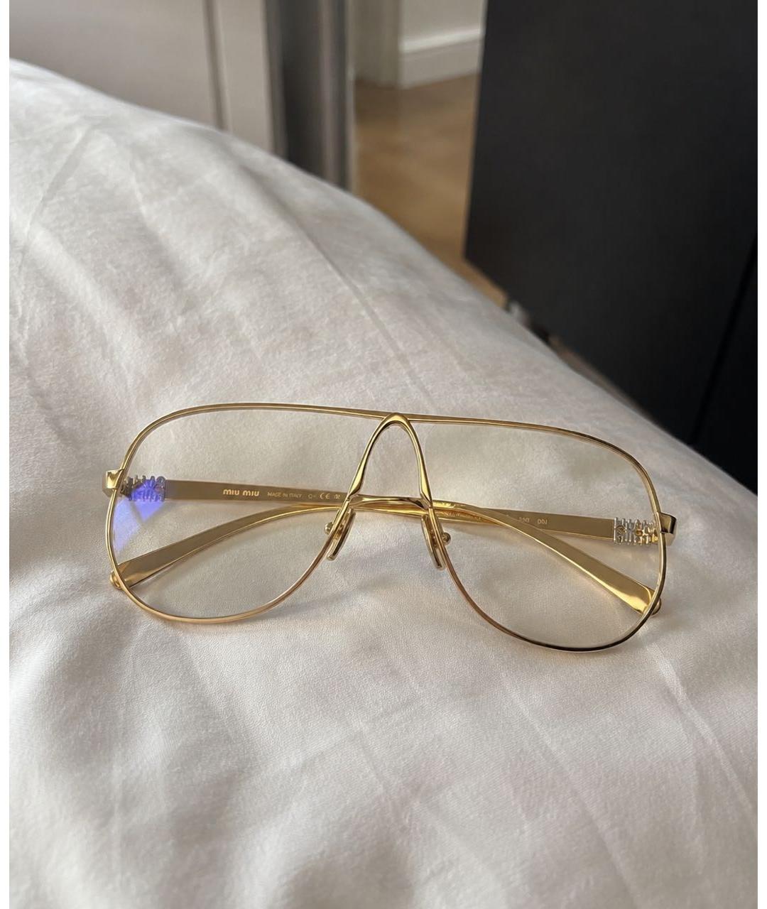 MIU MIU Золотые металлические солнцезащитные очки, фото 5