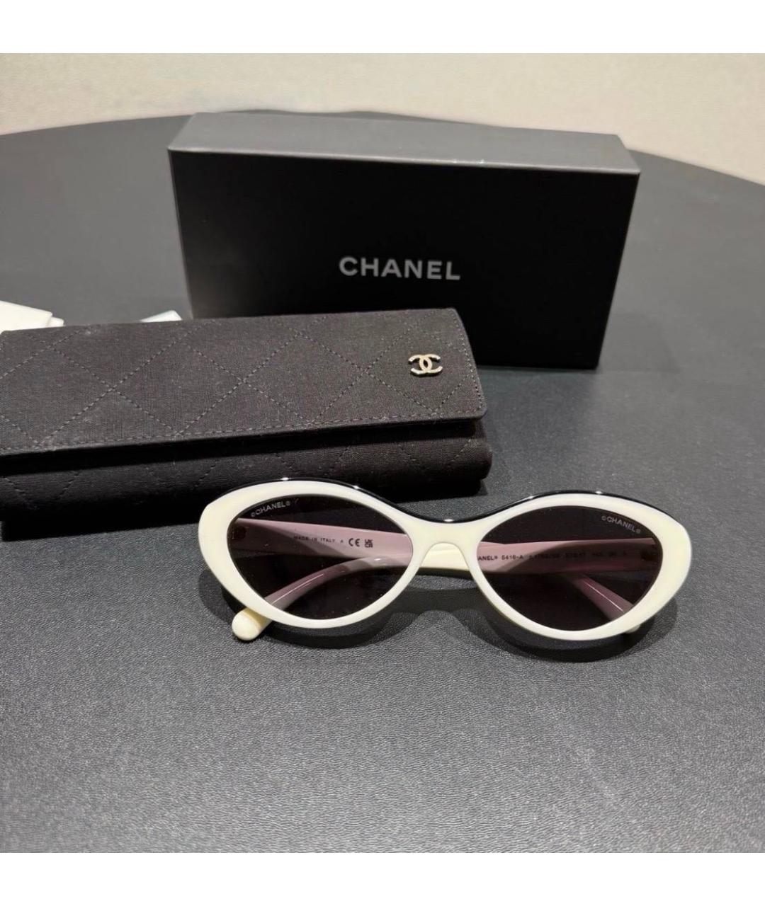 CHANEL Белые пластиковые солнцезащитные очки, фото 6