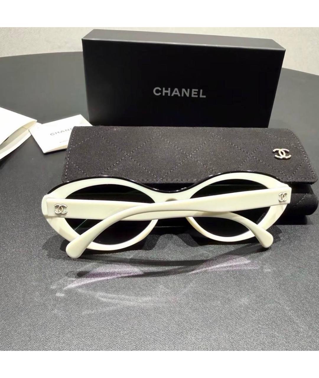 CHANEL Белые пластиковые солнцезащитные очки, фото 5