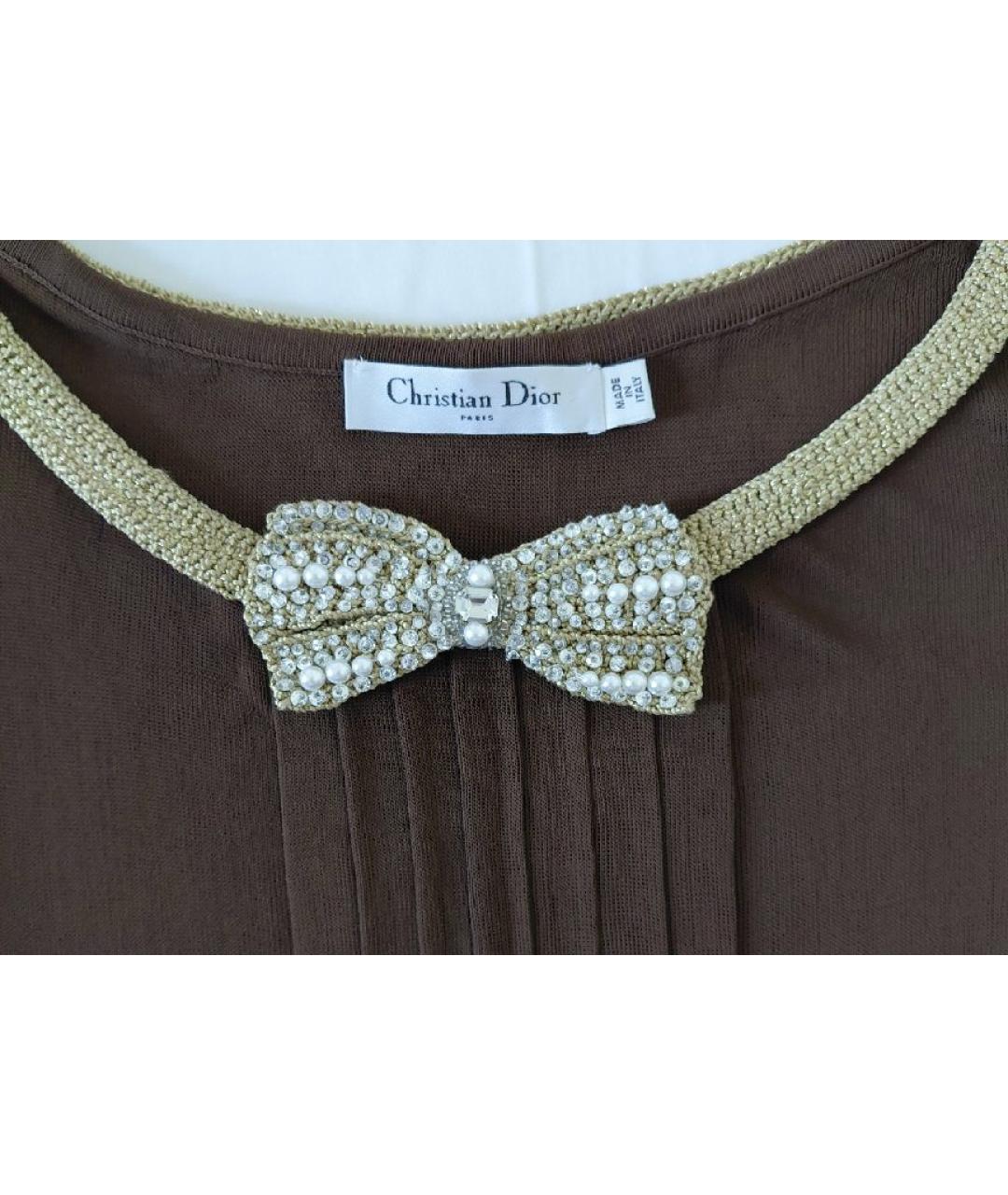 CHRISTIAN DIOR Коричневая вискозная блузы, фото 3