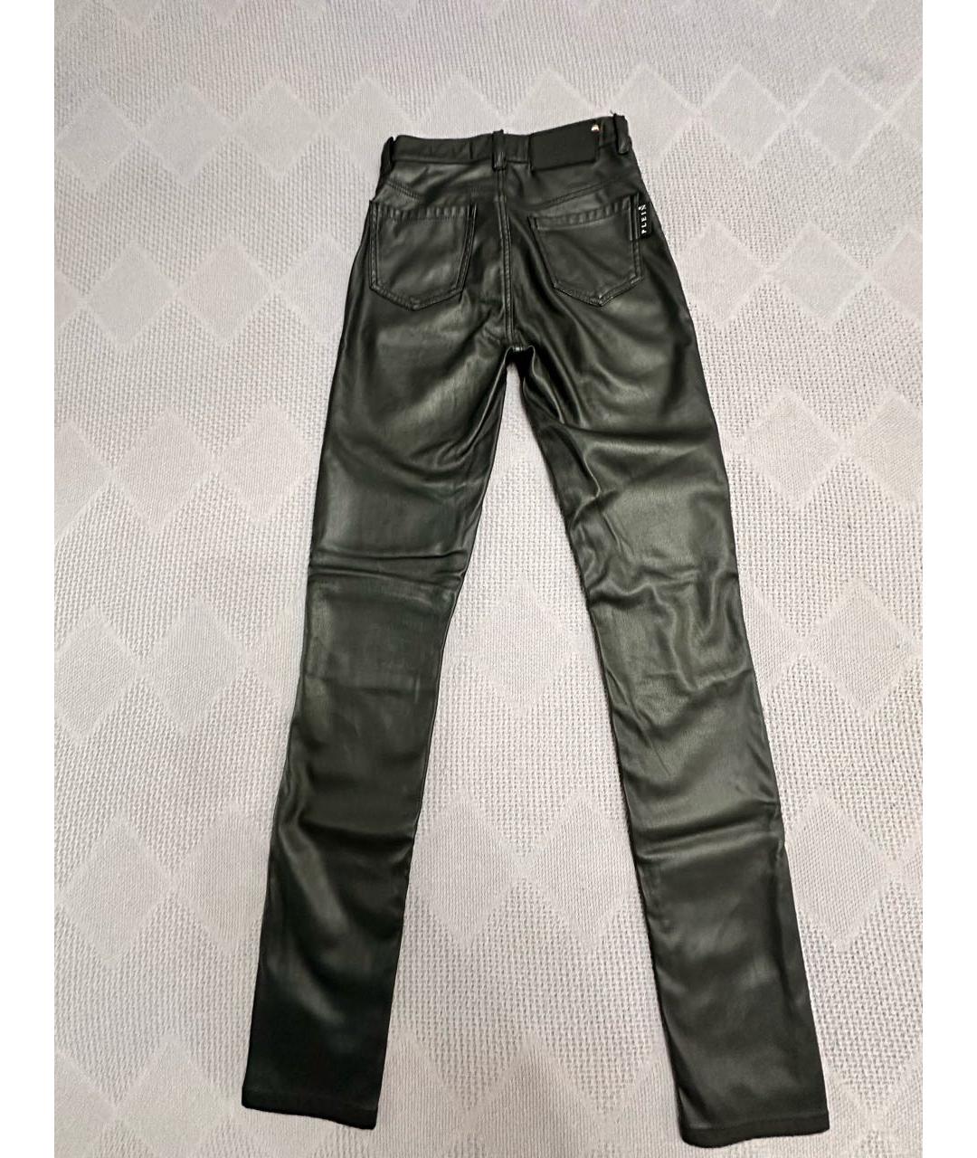 PHILIPP PLEIN Черные кожаные брюки узкие, фото 2