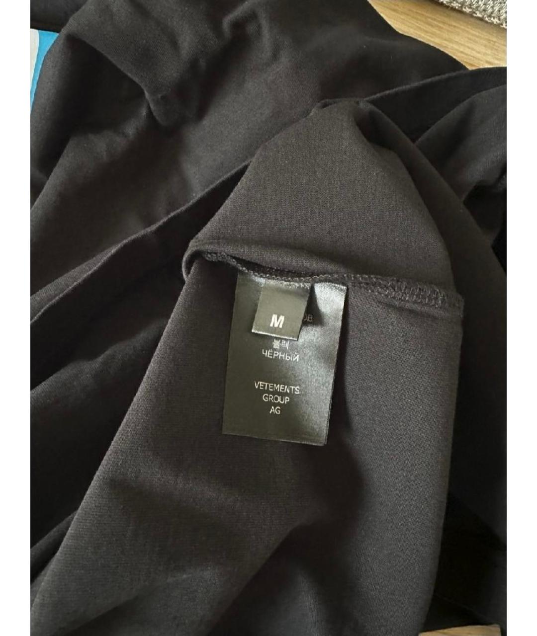 VETEMENTS Черная хлопковая футболка, фото 6