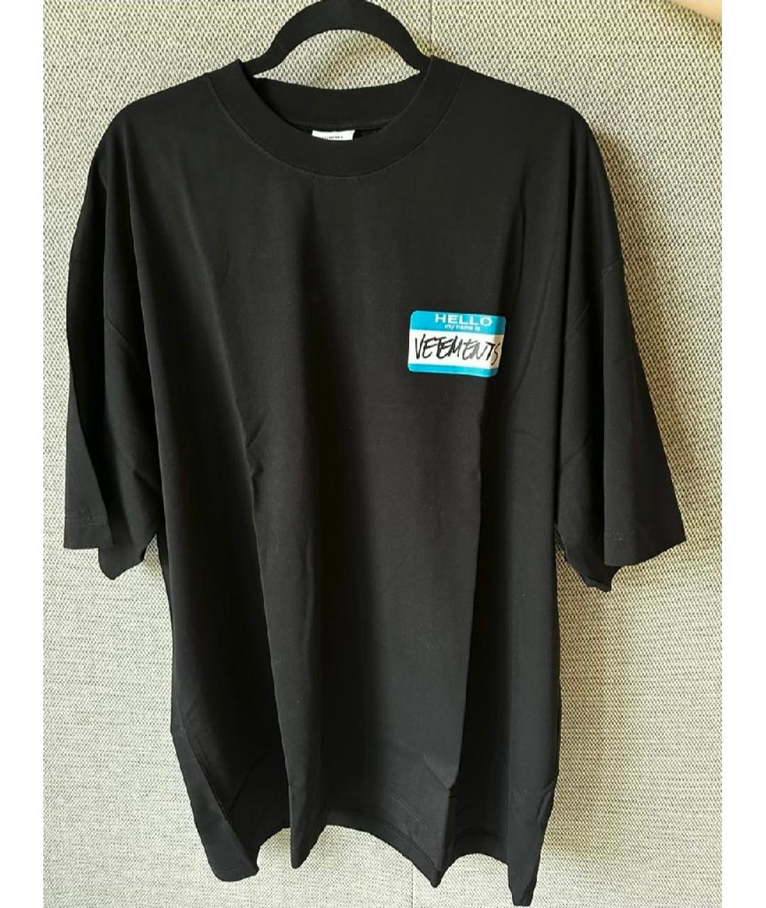 VETEMENTS Черная хлопковая футболка, фото 2