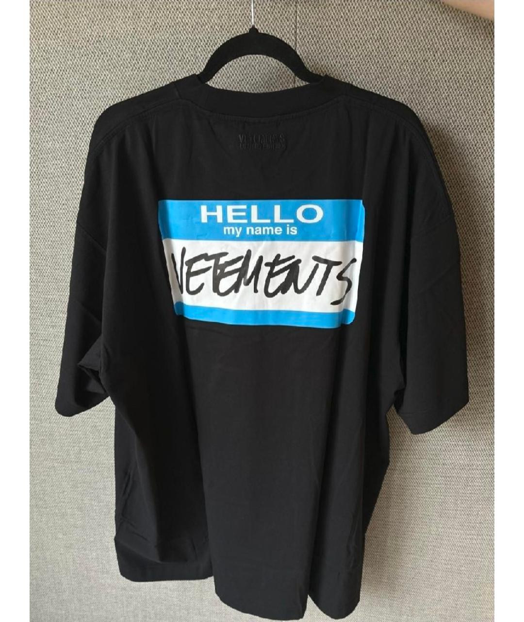 VETEMENTS Черная хлопковая футболка, фото 3