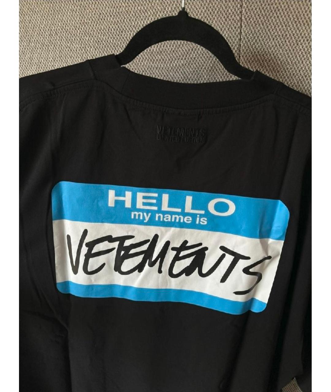 VETEMENTS Черная хлопковая футболка, фото 4
