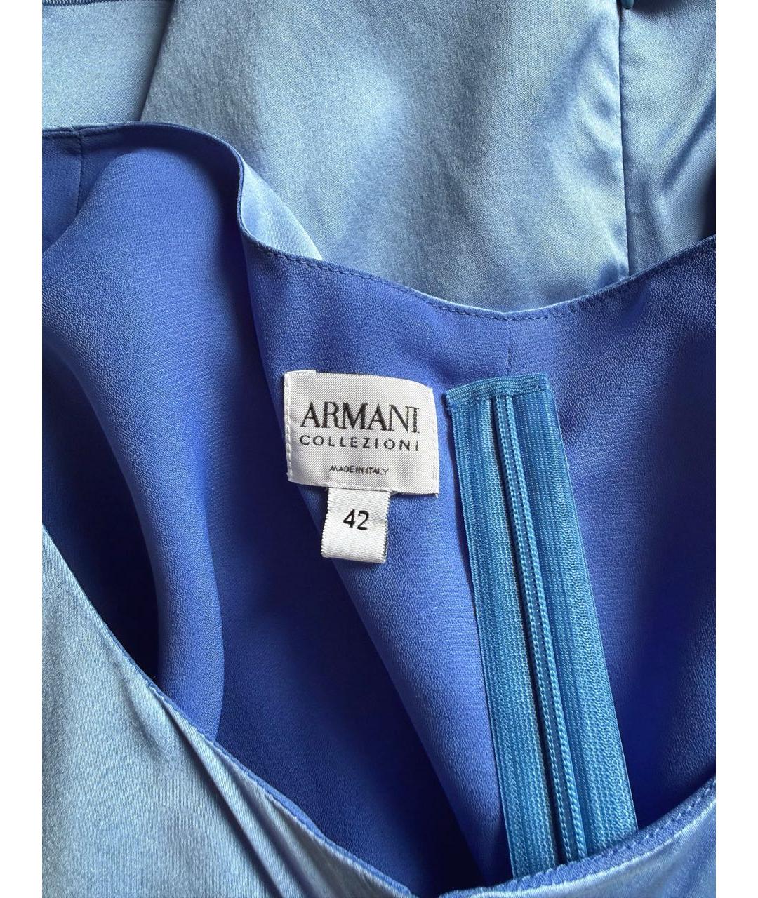 ARMANI COLLEZIONI Голубая шелковая блузы, фото 3