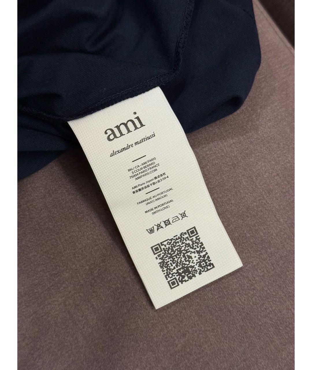 Ami Paris Темно-синяя хлопковая футболка, фото 6