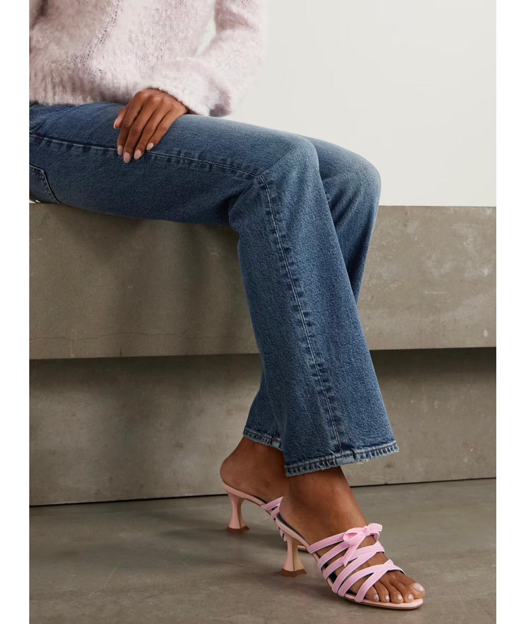 MANOLO BLAHNIK Розовые бархатные мюли, фото 2