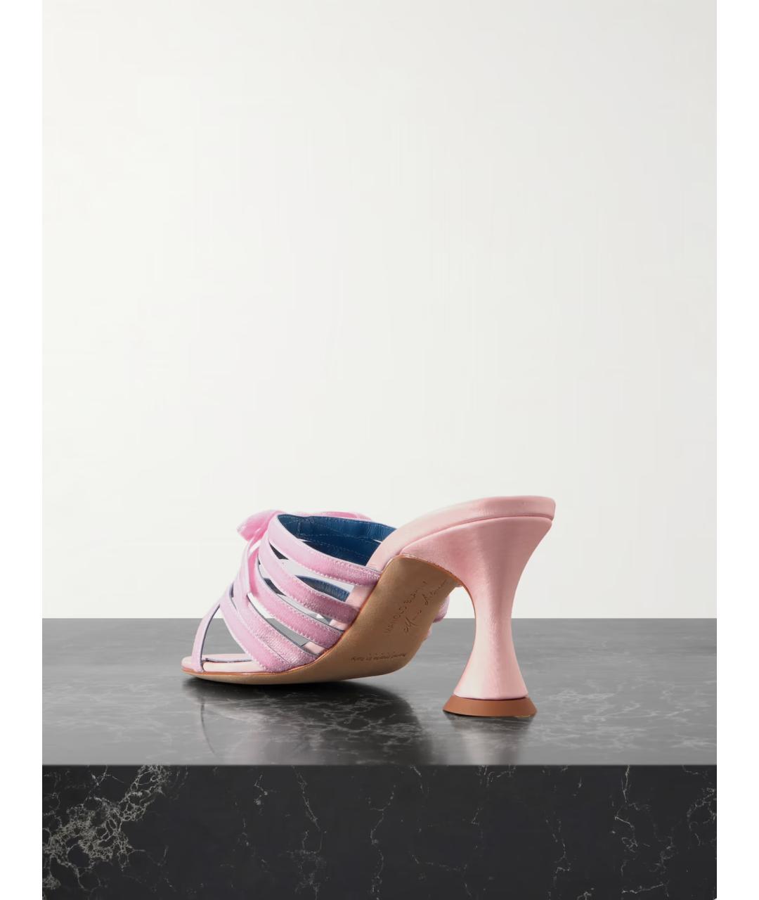 MANOLO BLAHNIK Розовые бархатные мюли, фото 4