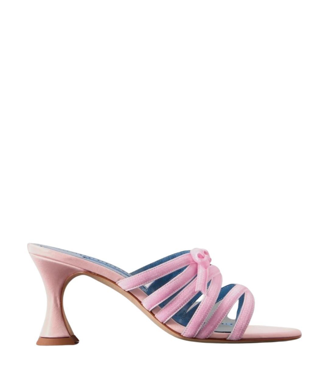 MANOLO BLAHNIK Розовые бархатные мюли, фото 1