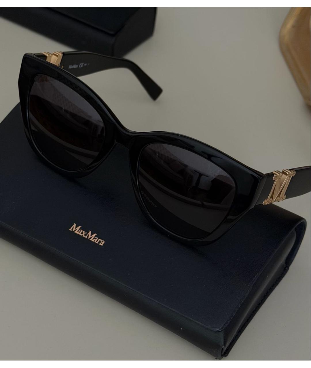 MAX MARA Черные пластиковые солнцезащитные очки, фото 4