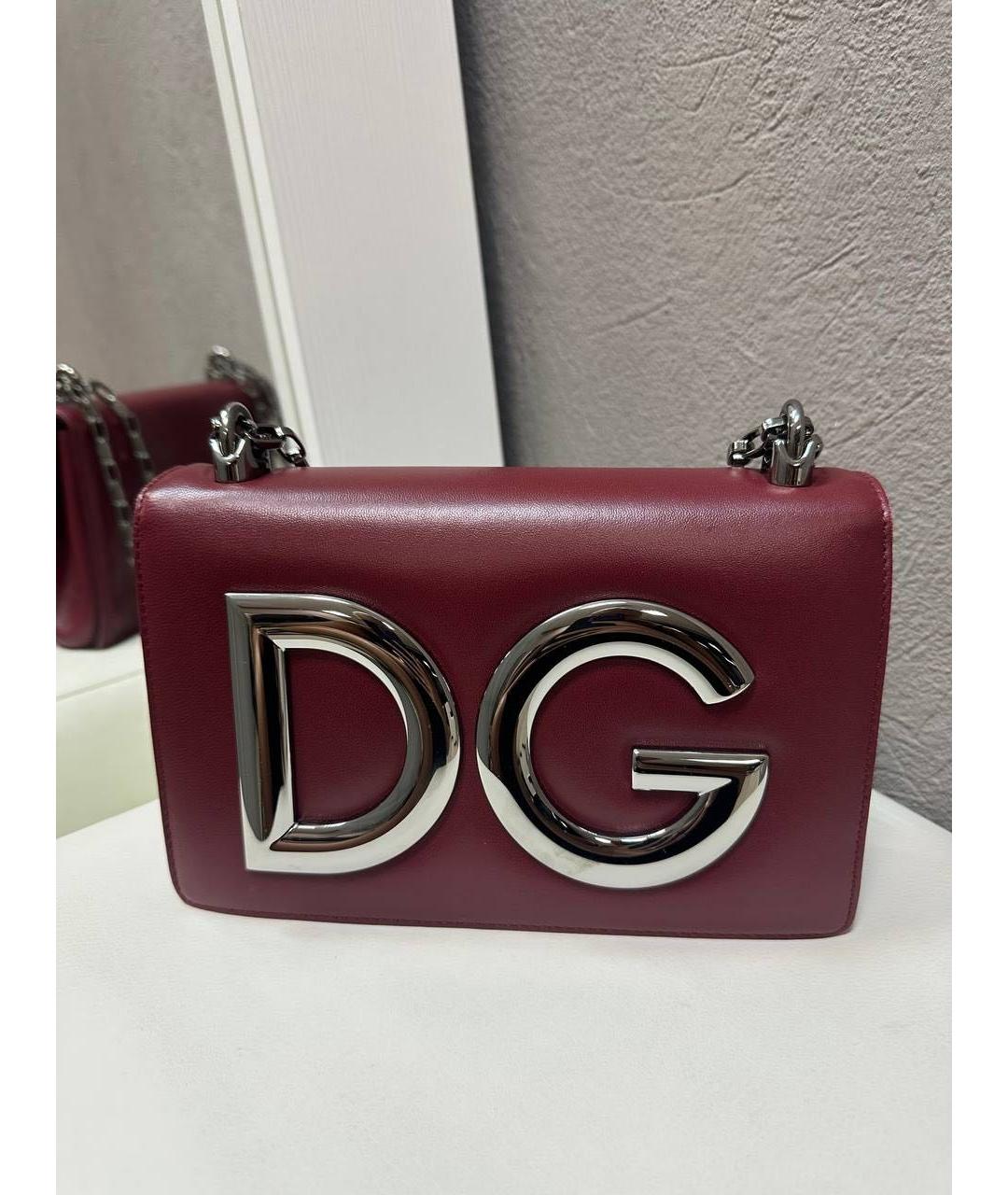 DOLCE&GABBANA Бордовая кожаная сумка через плечо, фото 2