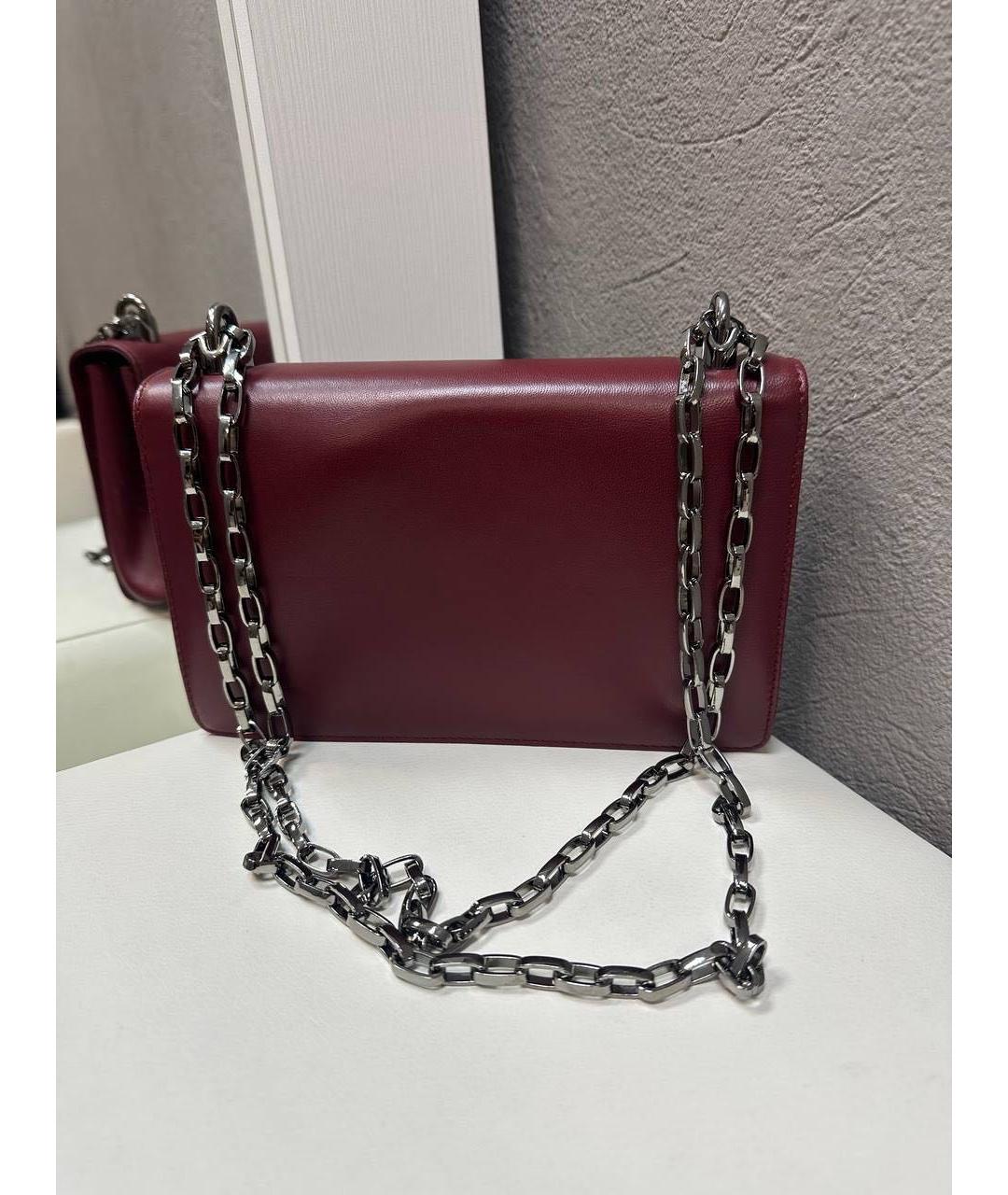 DOLCE&GABBANA Бордовая кожаная сумка через плечо, фото 4