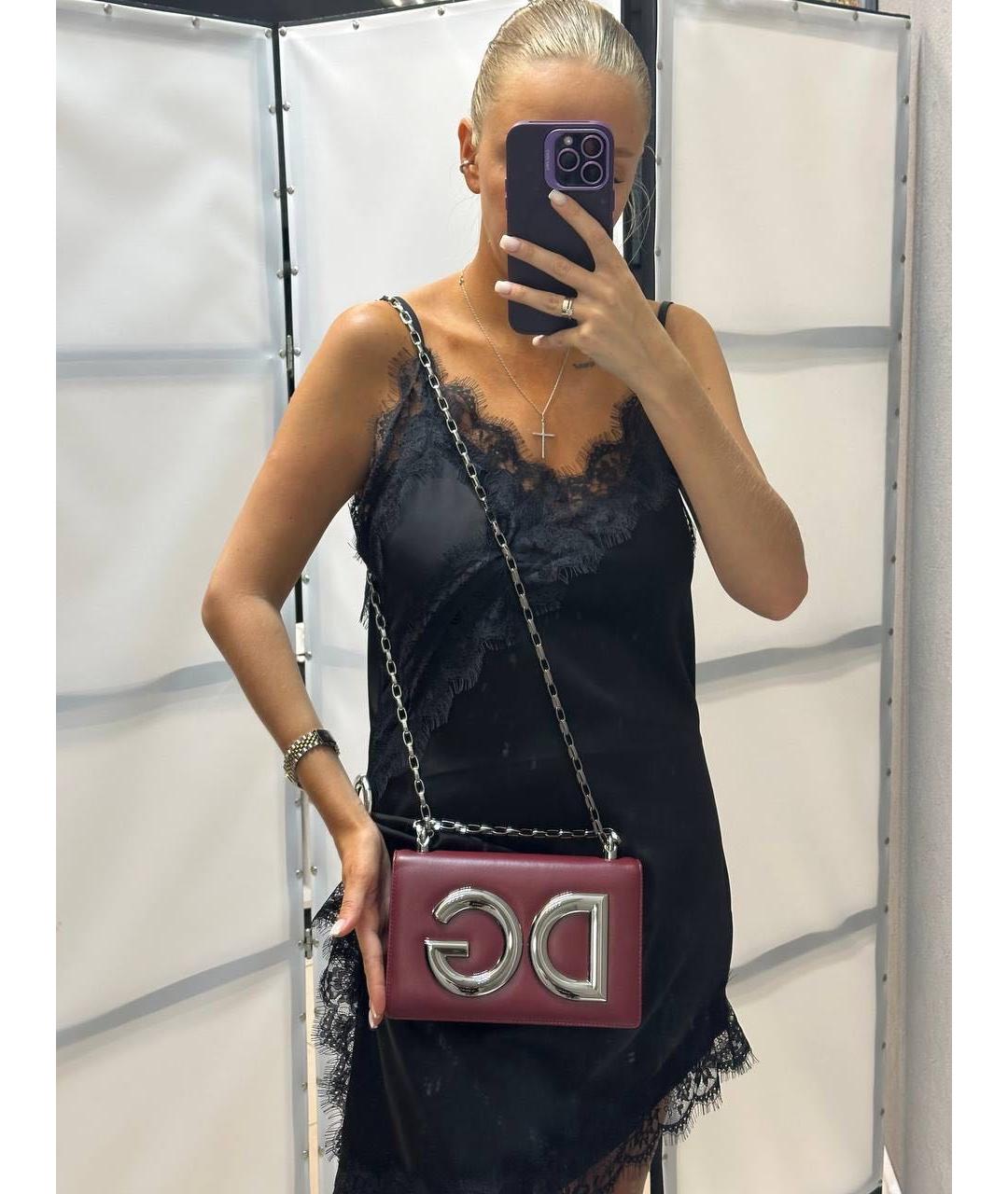 DOLCE&GABBANA Бордовая кожаная сумка через плечо, фото 8