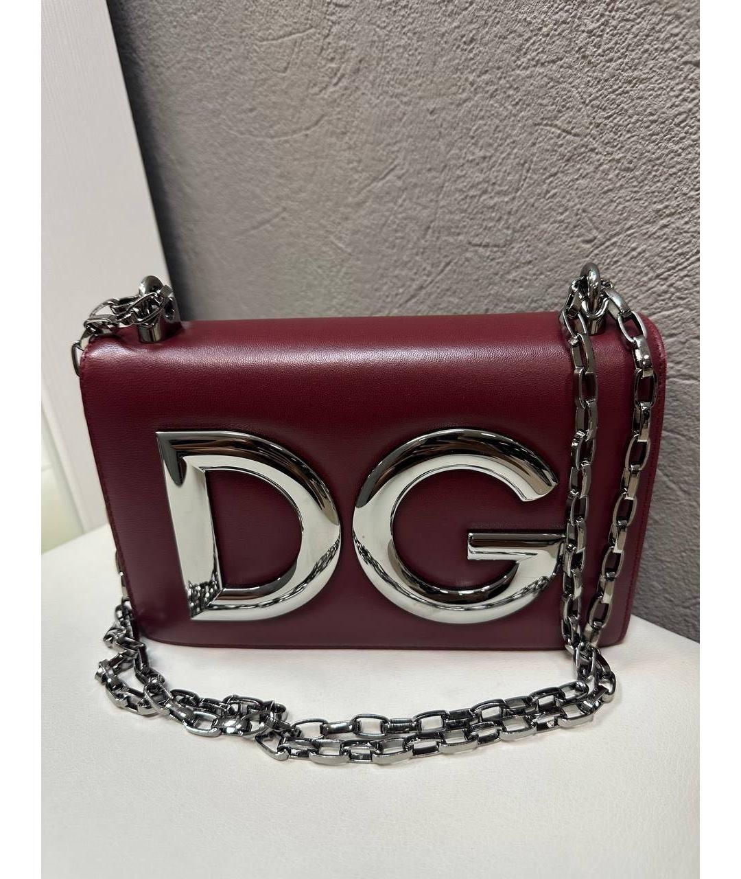 DOLCE&GABBANA Бордовая кожаная сумка через плечо, фото 9