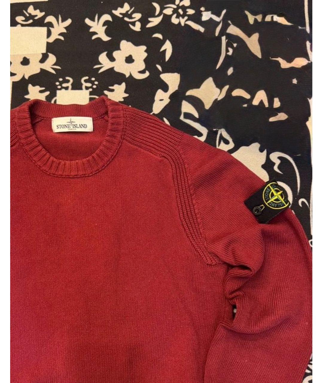 STONE ISLAND Бордовый шерстяной джемпер / свитер, фото 2