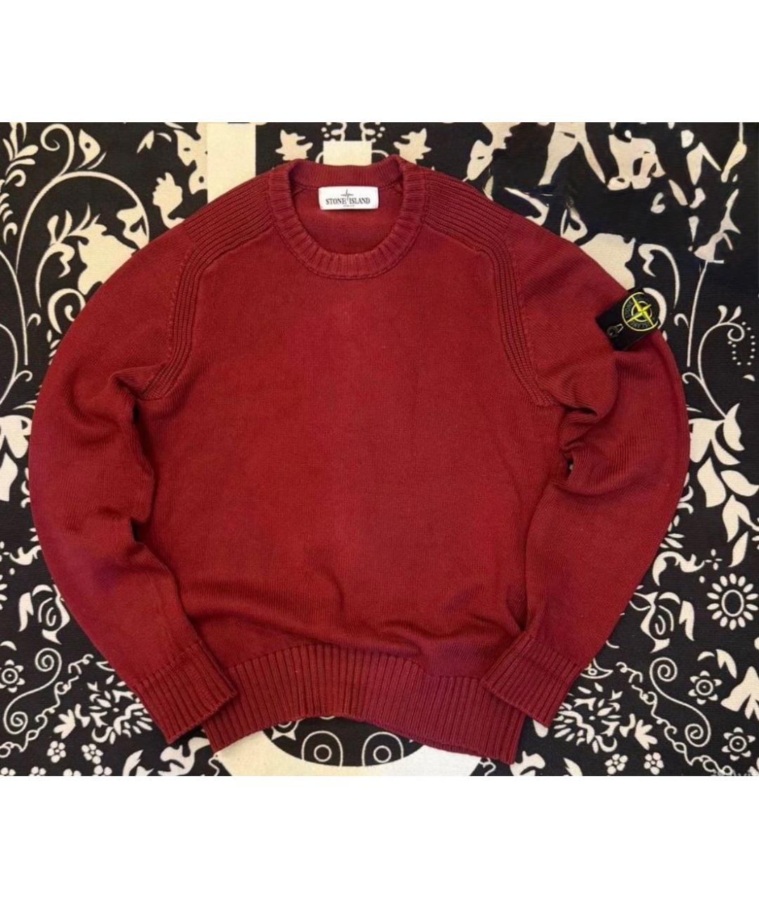 STONE ISLAND Бордовый шерстяной джемпер / свитер, фото 4