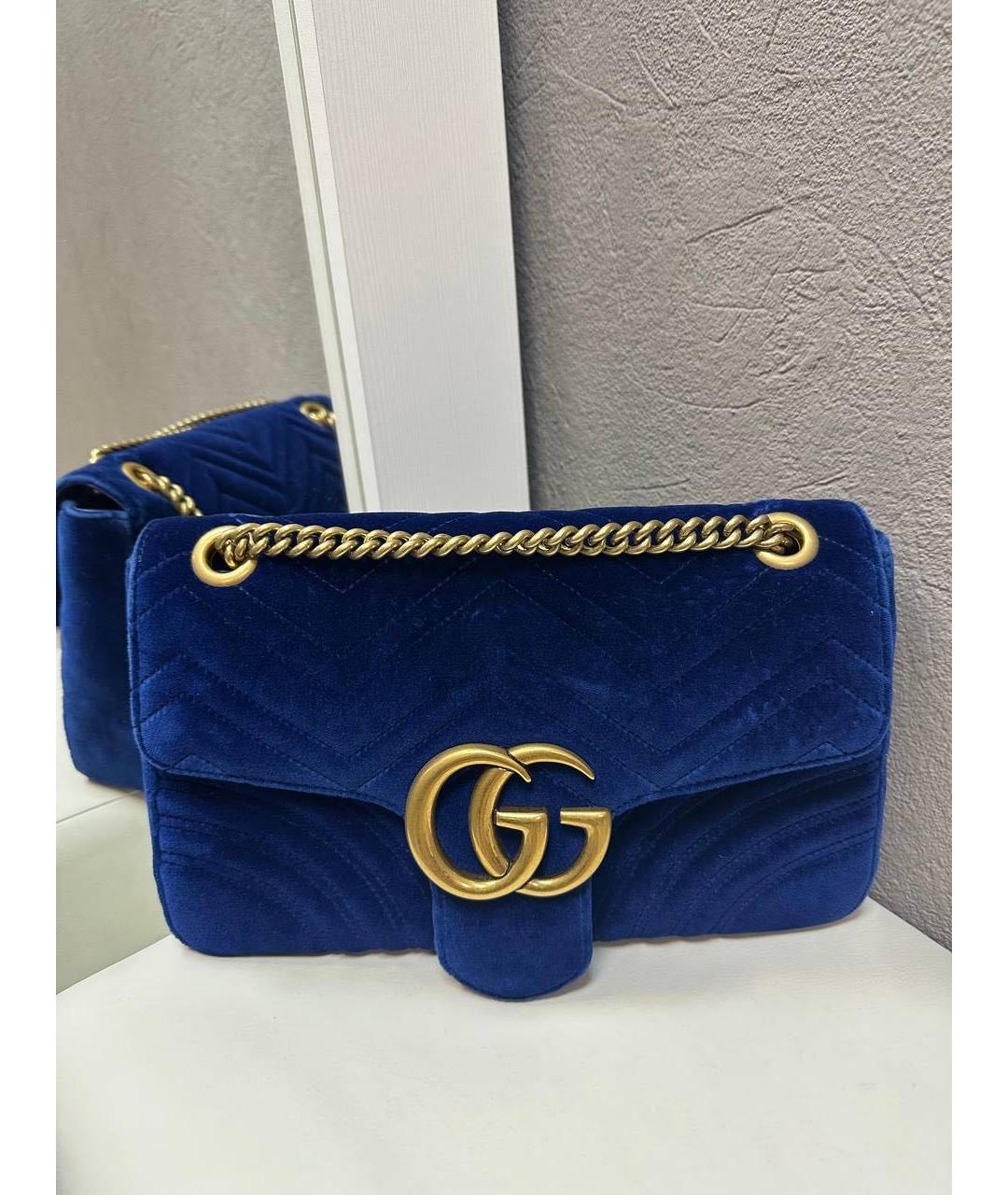 GUCCI Темно-синяя бархатная сумка через плечо, фото 2