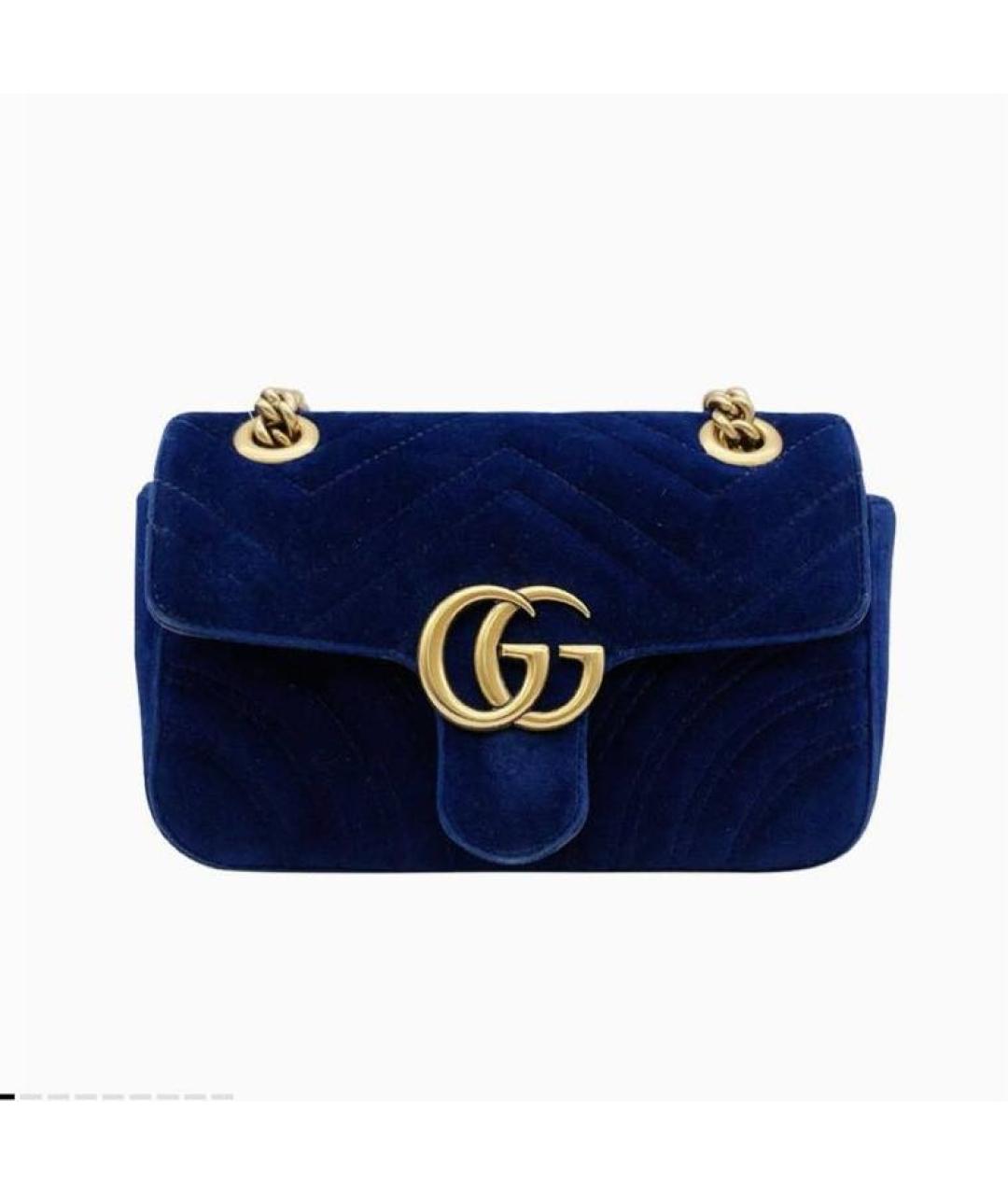 GUCCI Темно-синяя бархатная сумка через плечо, фото 1
