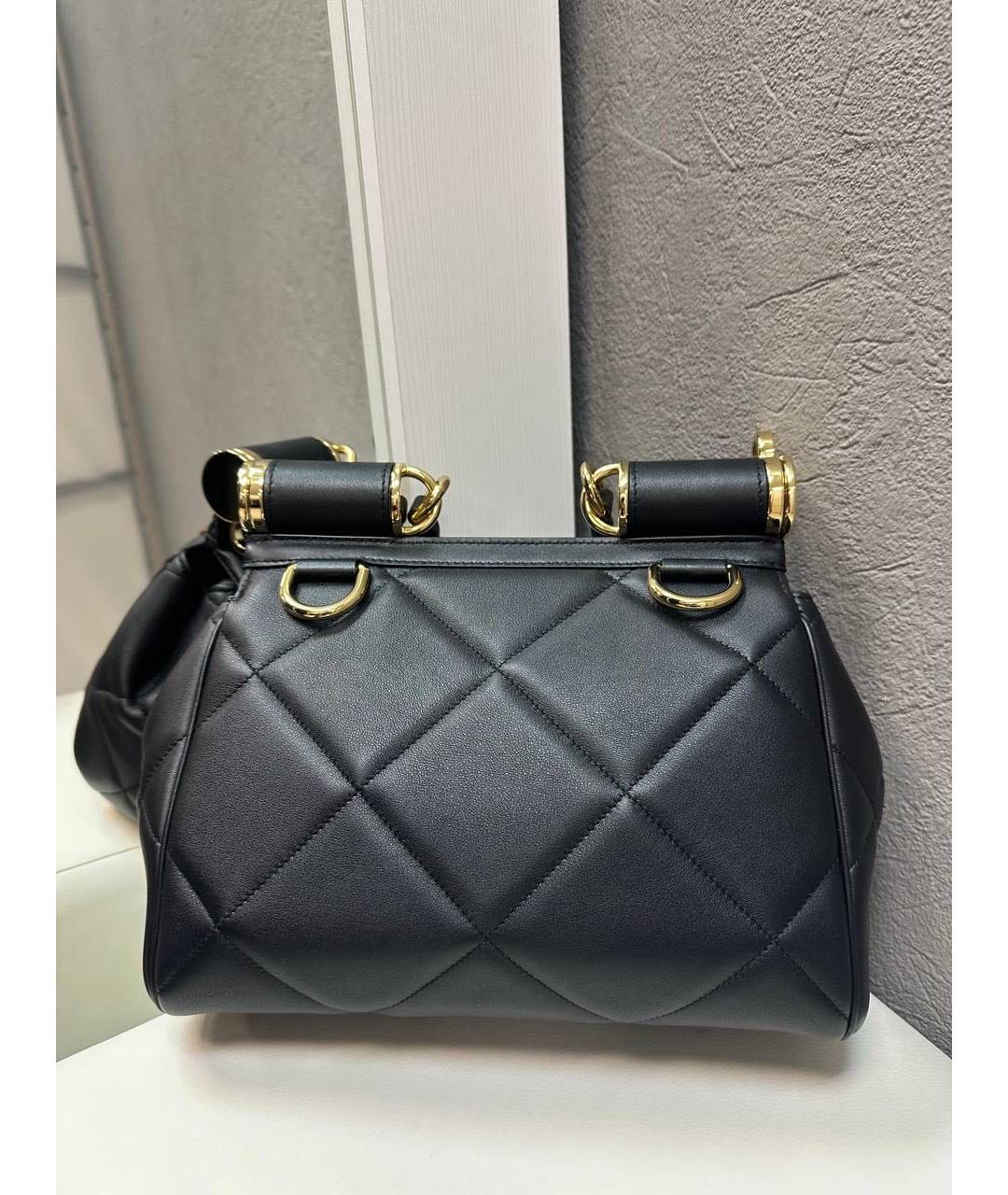 DOLCE&GABBANA Черная кожаная сумка с короткими ручками, фото 2