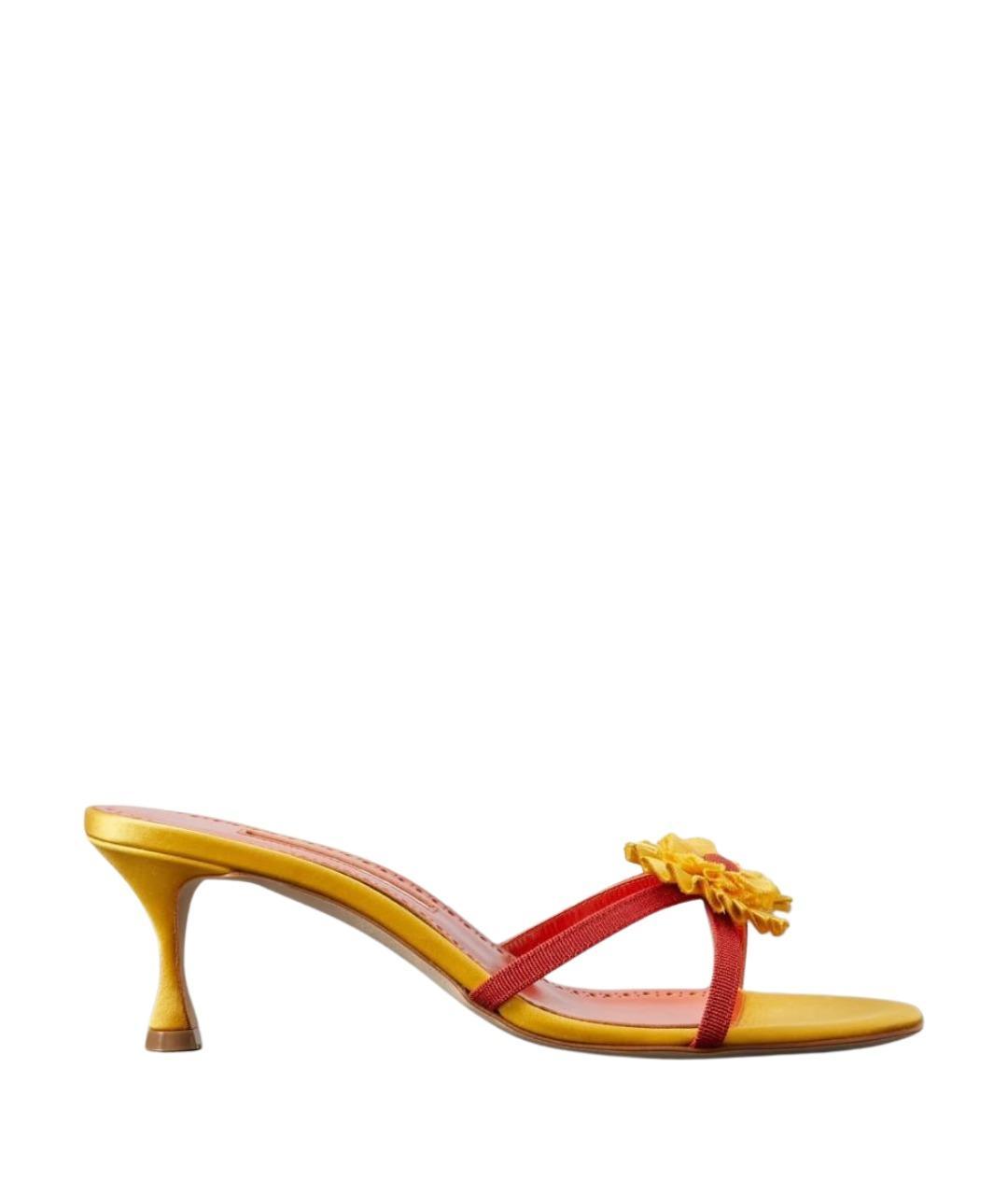 MANOLO BLAHNIK Желтые текстильные мюли, фото 1