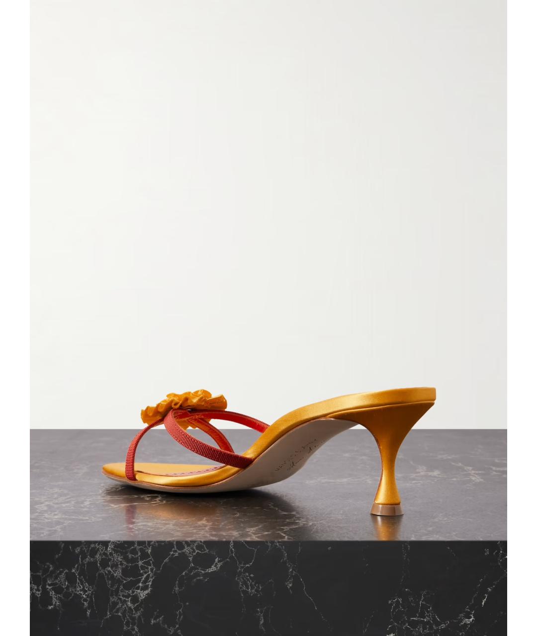 MANOLO BLAHNIK Желтые текстильные мюли, фото 3