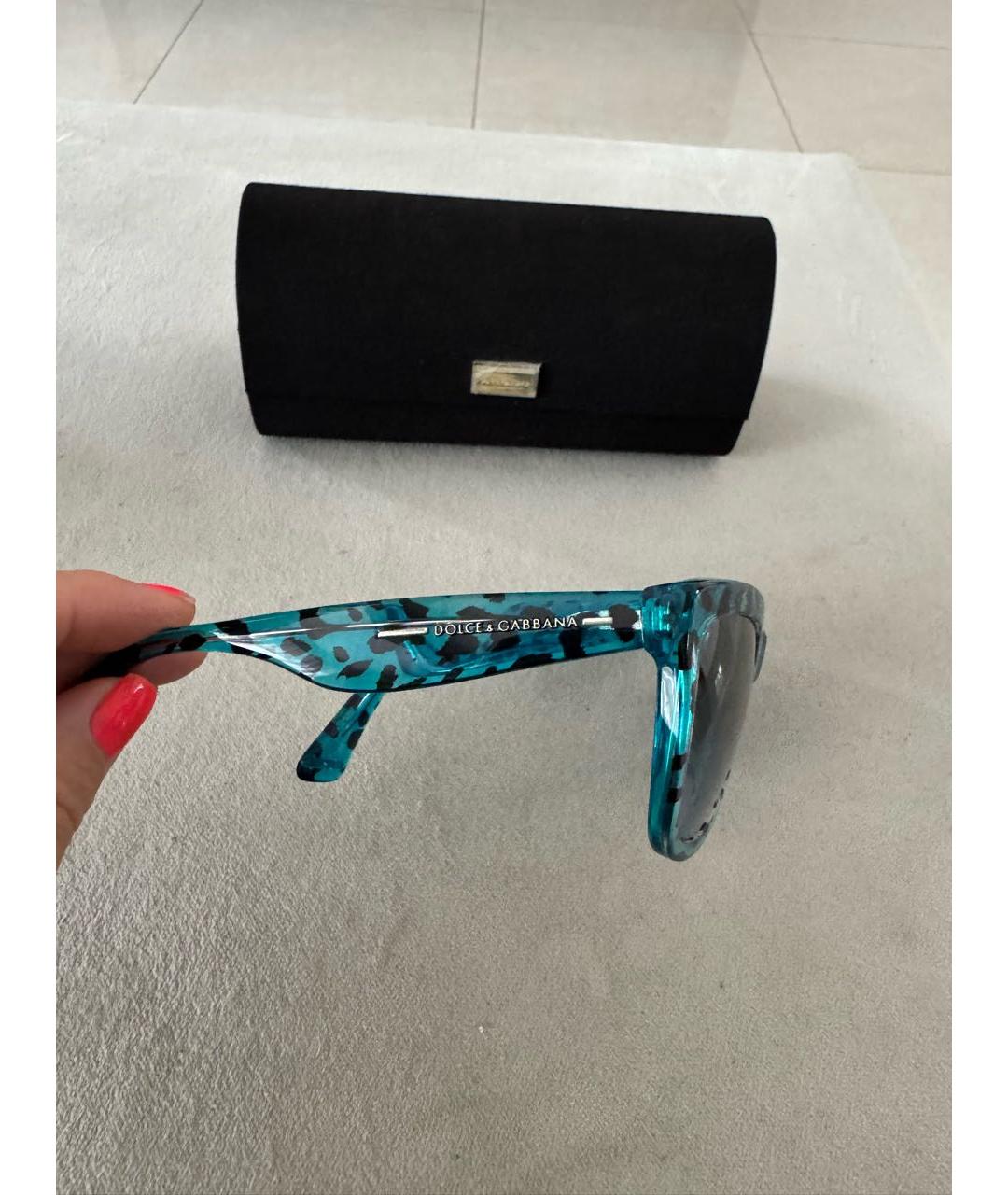 DOLCE&GABBANA Бирюзовые пластиковые солнцезащитные очки, фото 2