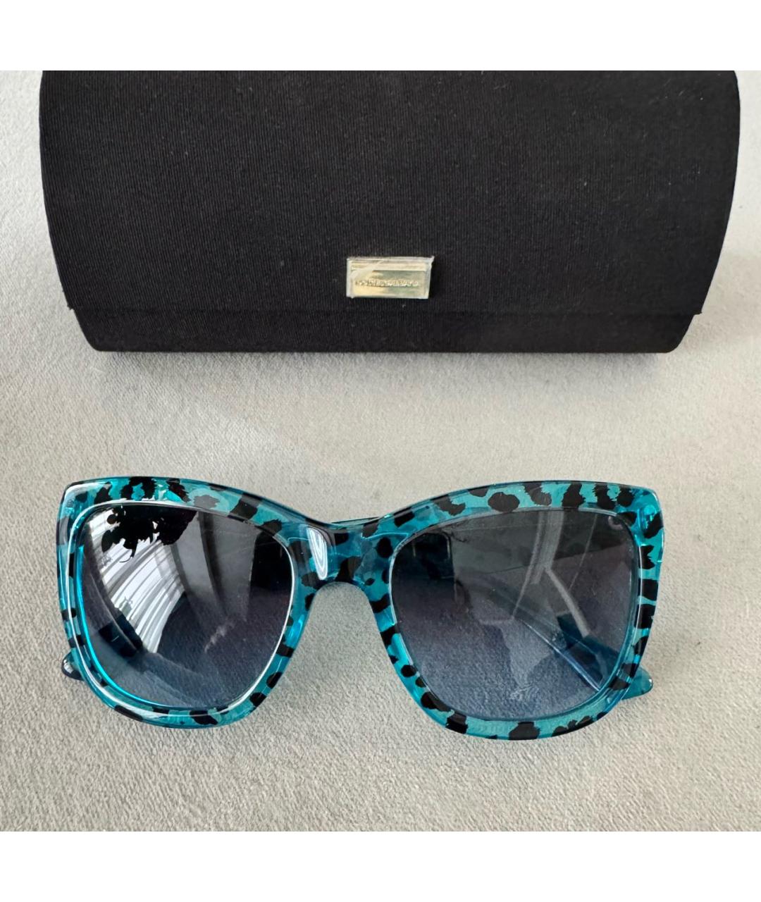 DOLCE&GABBANA Бирюзовые пластиковые солнцезащитные очки, фото 4