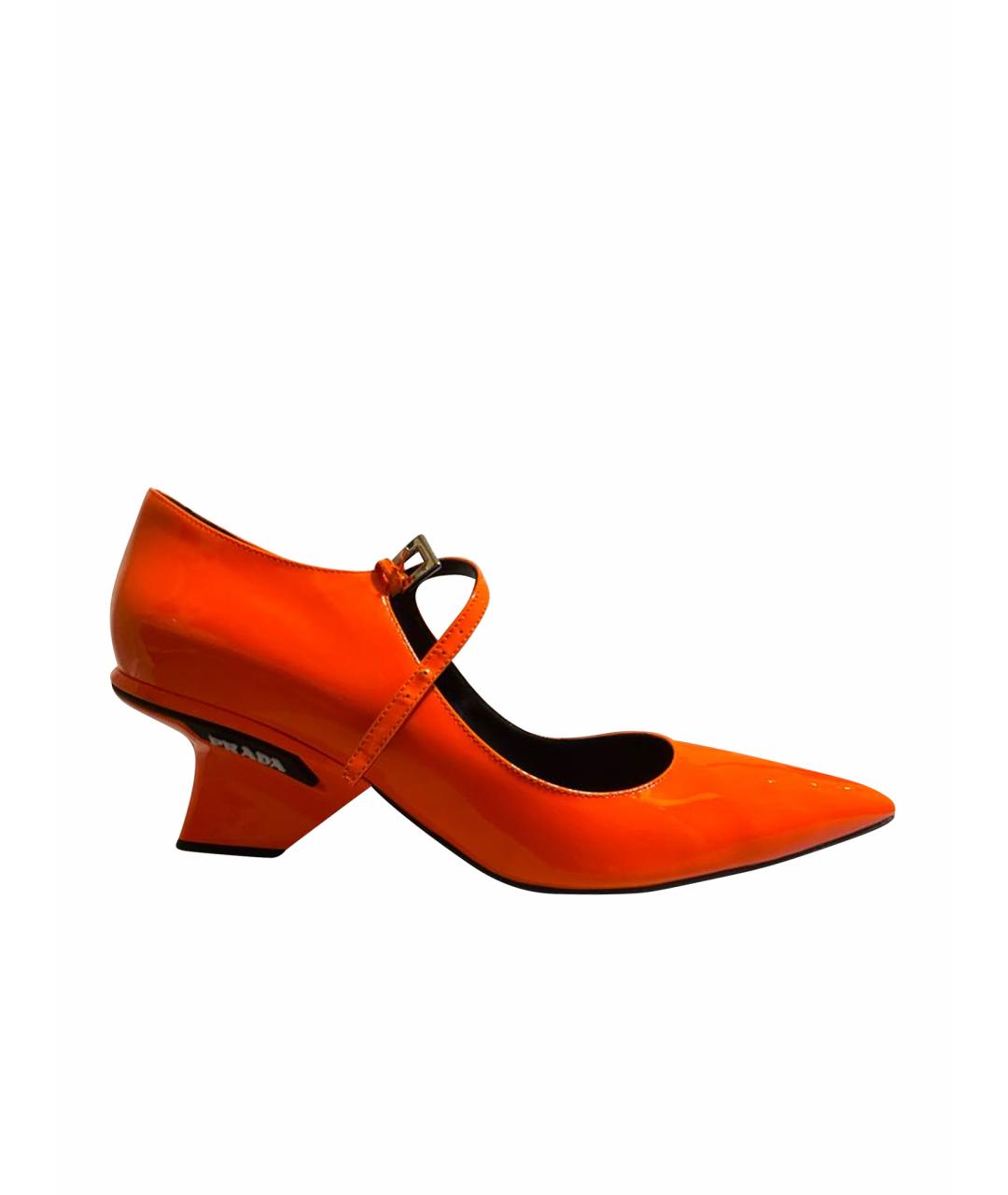 PRADA Оранжевые туфли из лакированной кожи, фото 1
