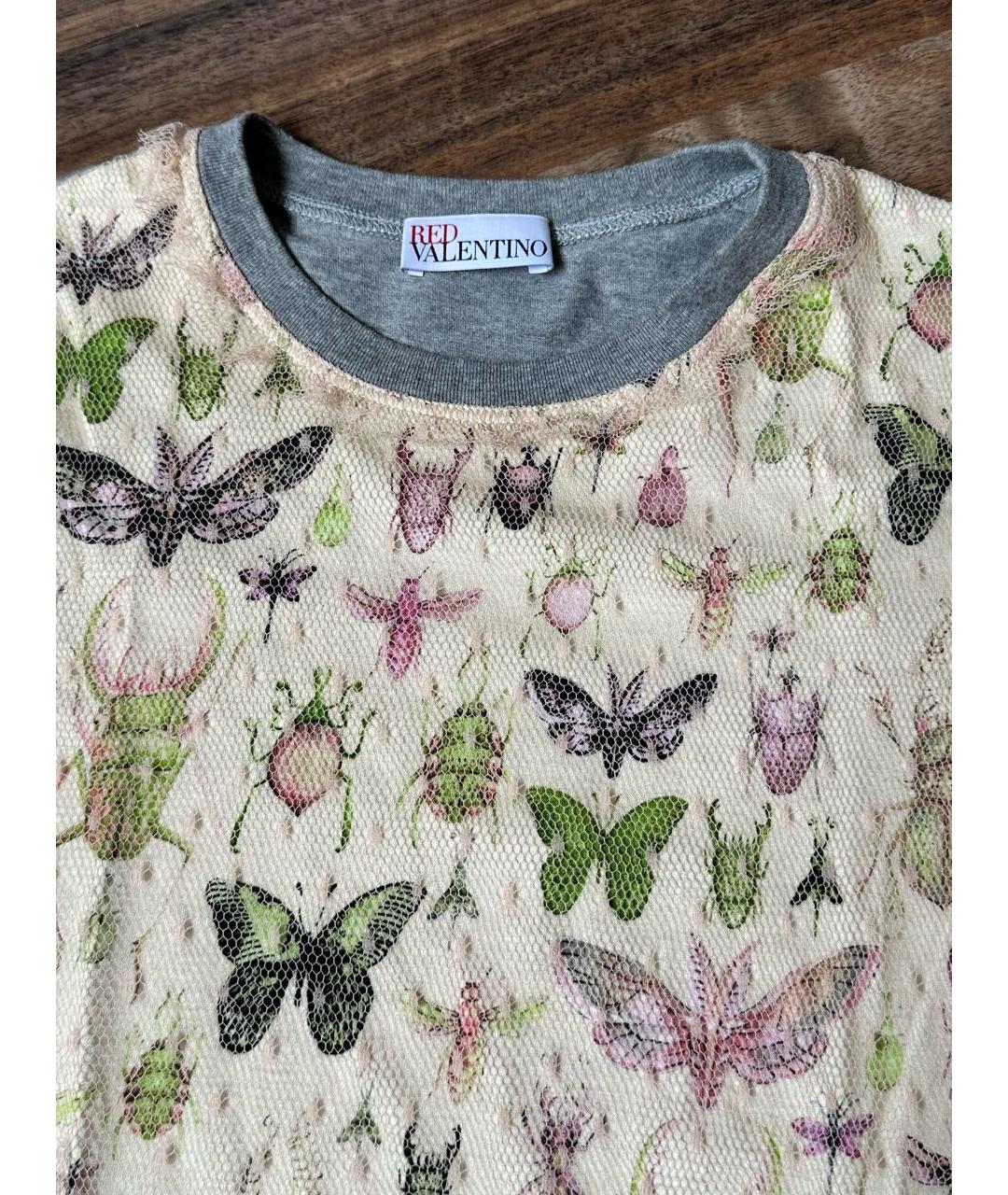 RED VALENTINO Мульти хлопковая футболка, фото 3