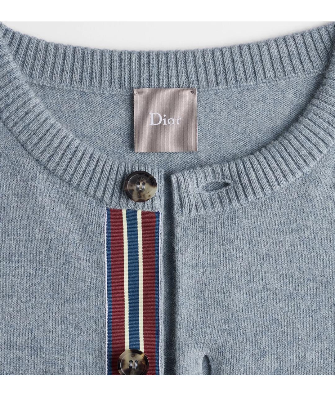 CHRISTIAN DIOR Голубой кашемировый кардиган, фото 2