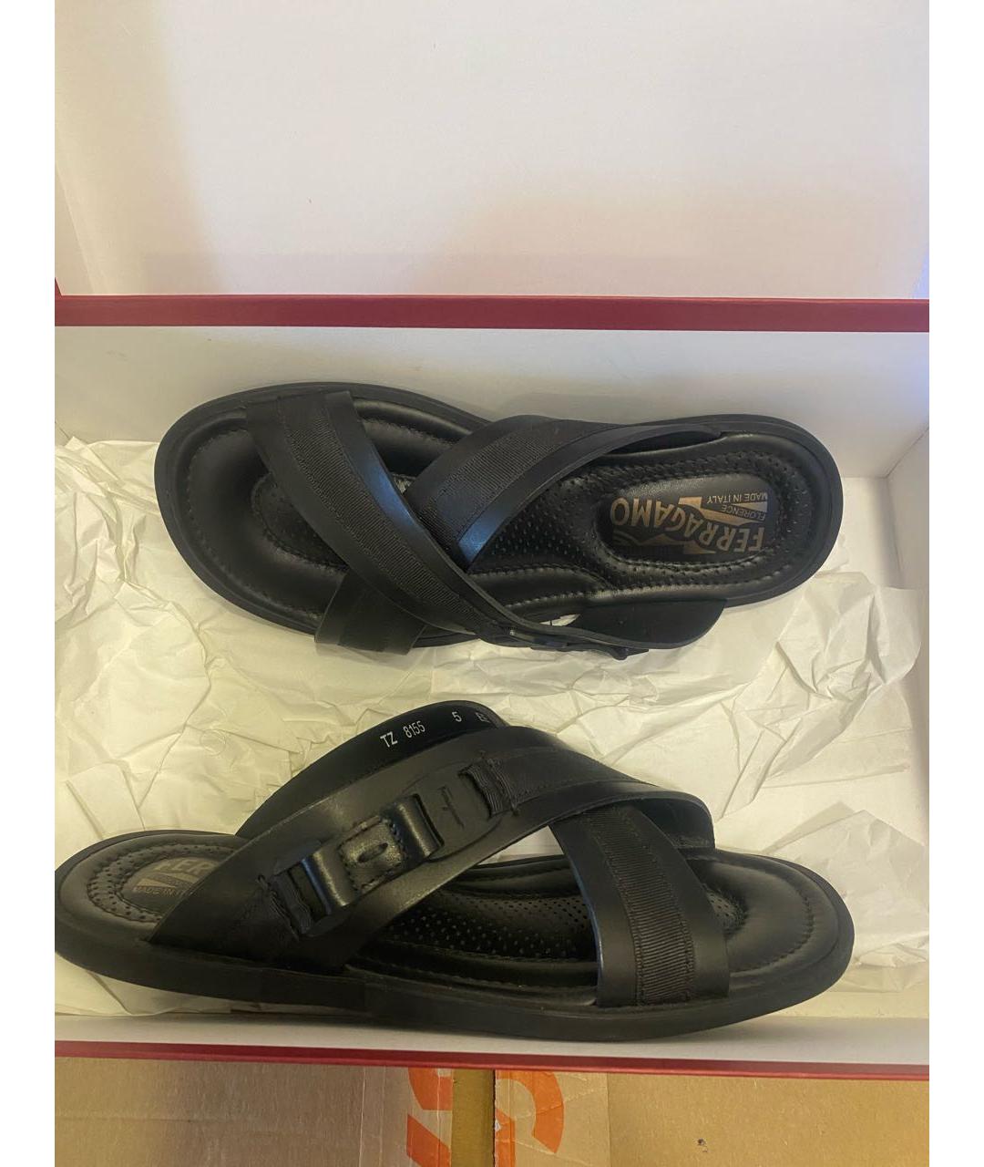 FERRAGAMO Черные шлепанцы, фото 5