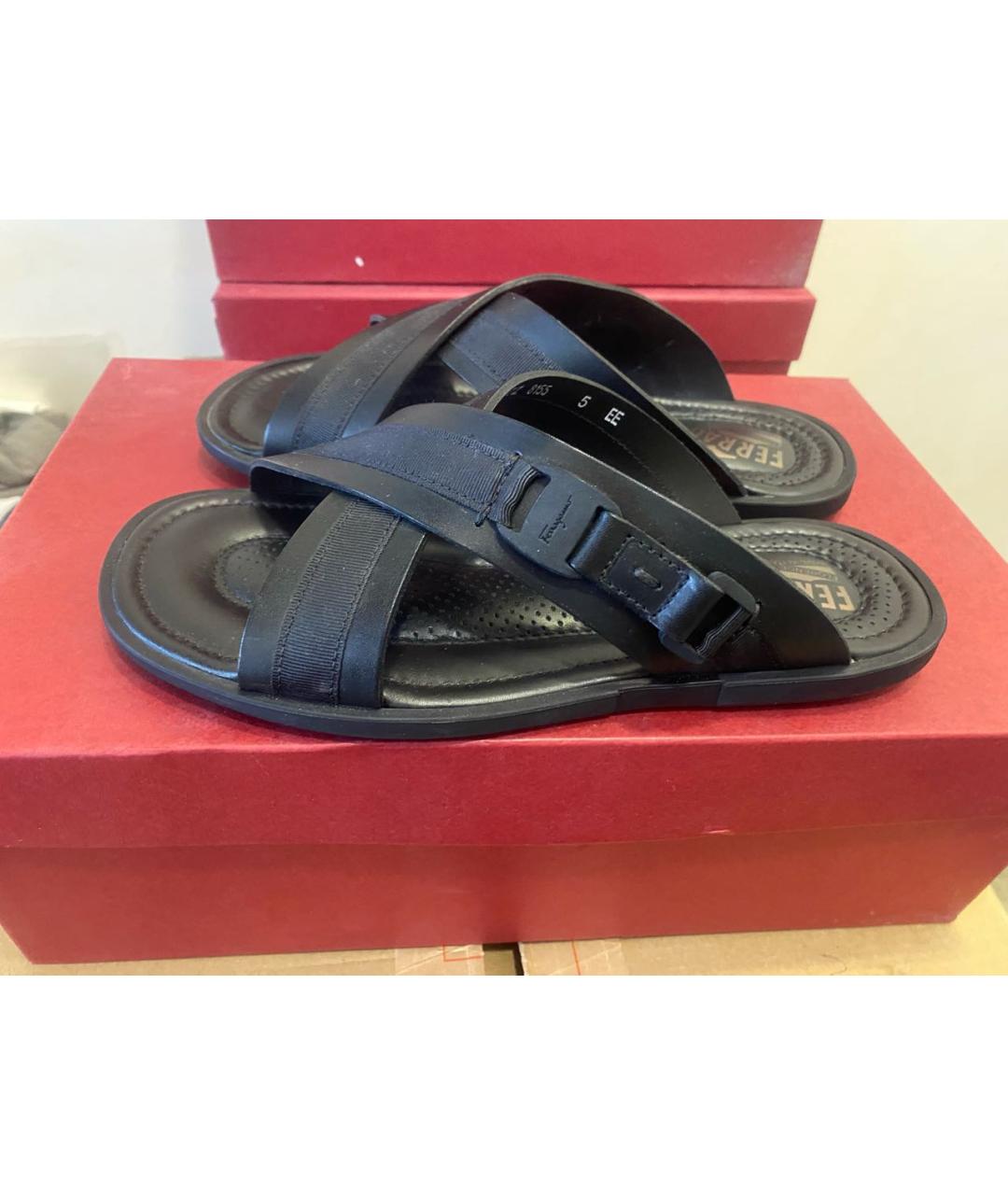 FERRAGAMO Черные шлепанцы, фото 6