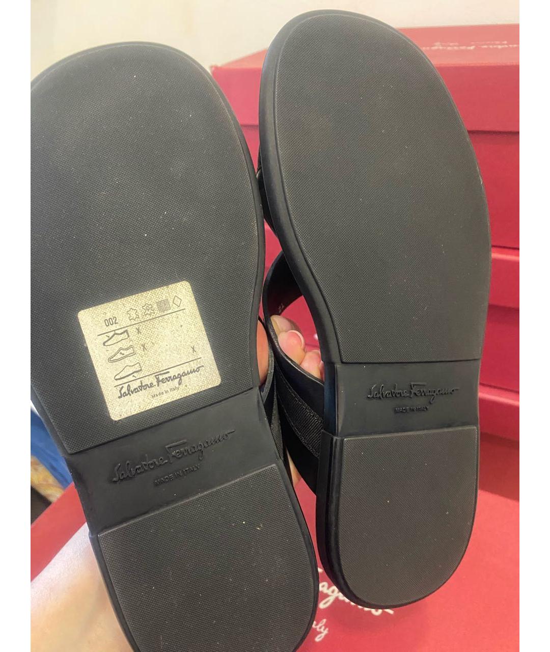 FERRAGAMO Черные шлепанцы, фото 4