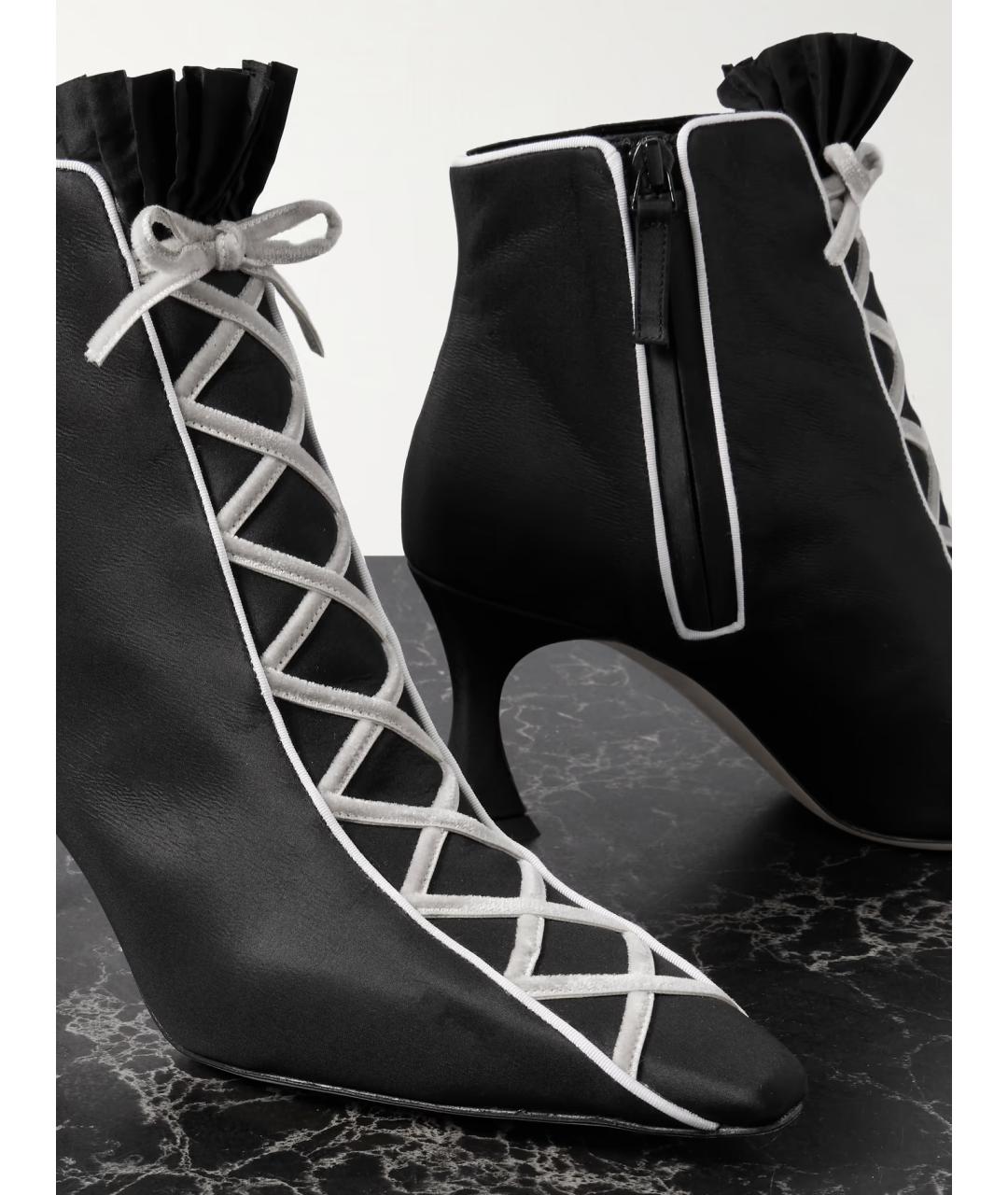 MANOLO BLAHNIK Черные текстильные ботильоны, фото 3