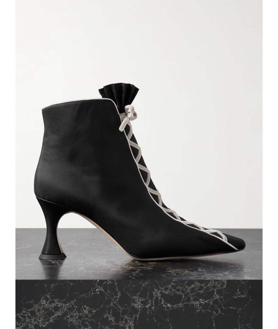 MANOLO BLAHNIK Черные текстильные ботильоны, фото 5