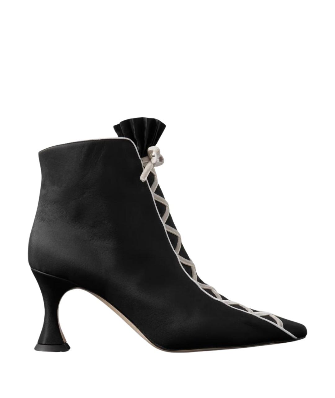 MANOLO BLAHNIK Черные текстильные ботильоны, фото 1
