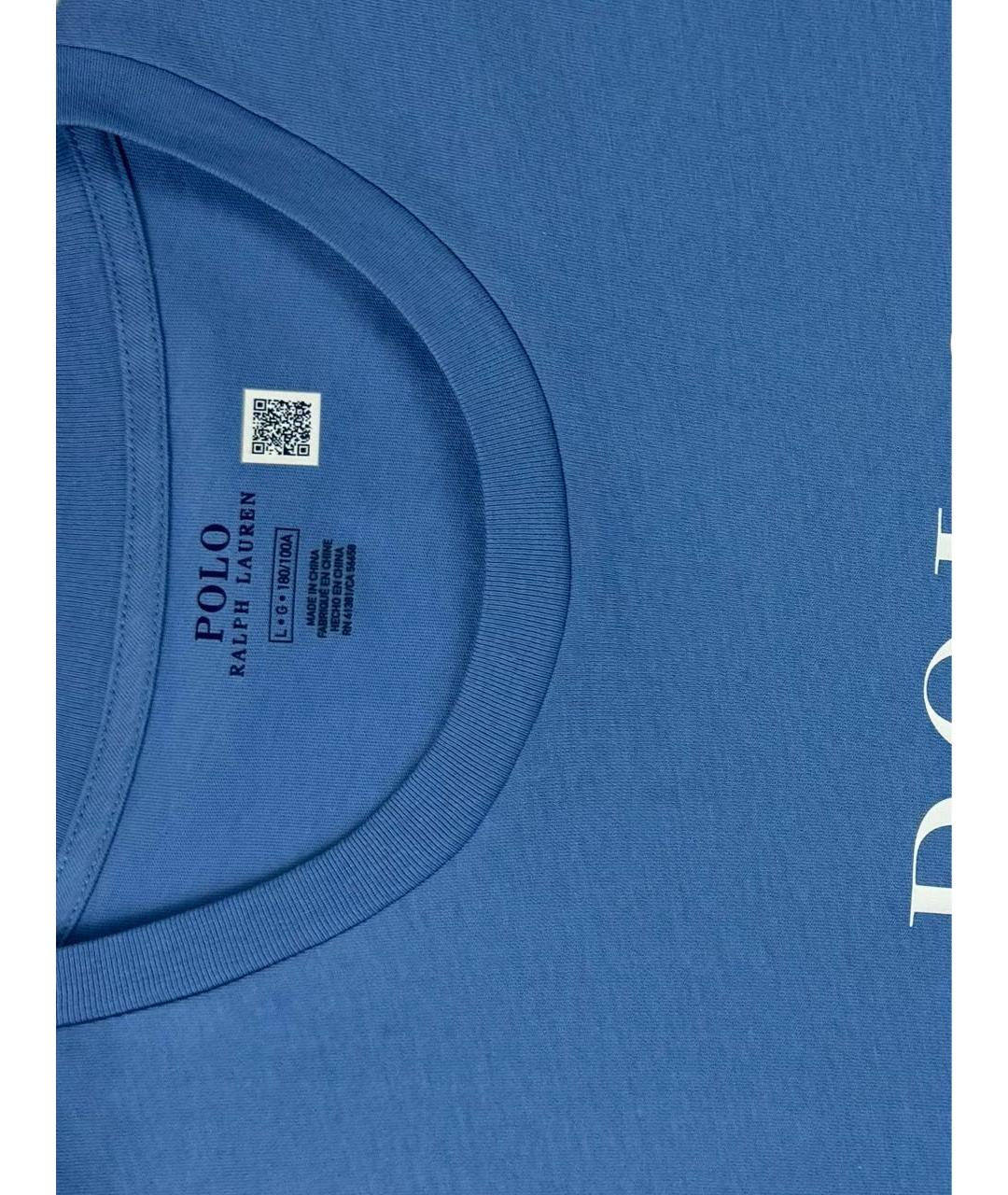 POLO RALPH LAUREN Голубая хлопковая футболка, фото 5
